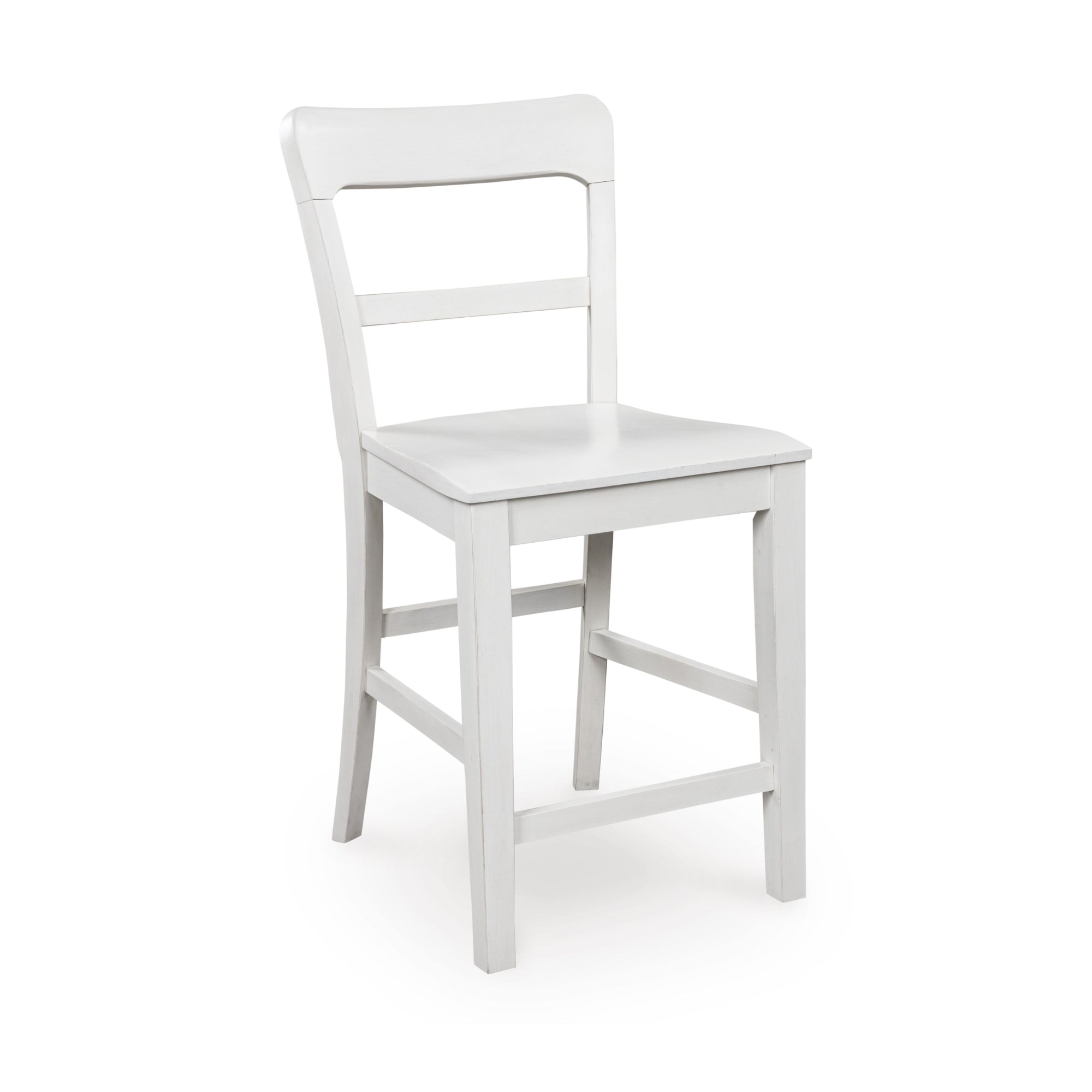 Set of two white Greddinton barstools by Signature Ashley with cushioned seats and wooden legs, ideal for kitchen or bar area.