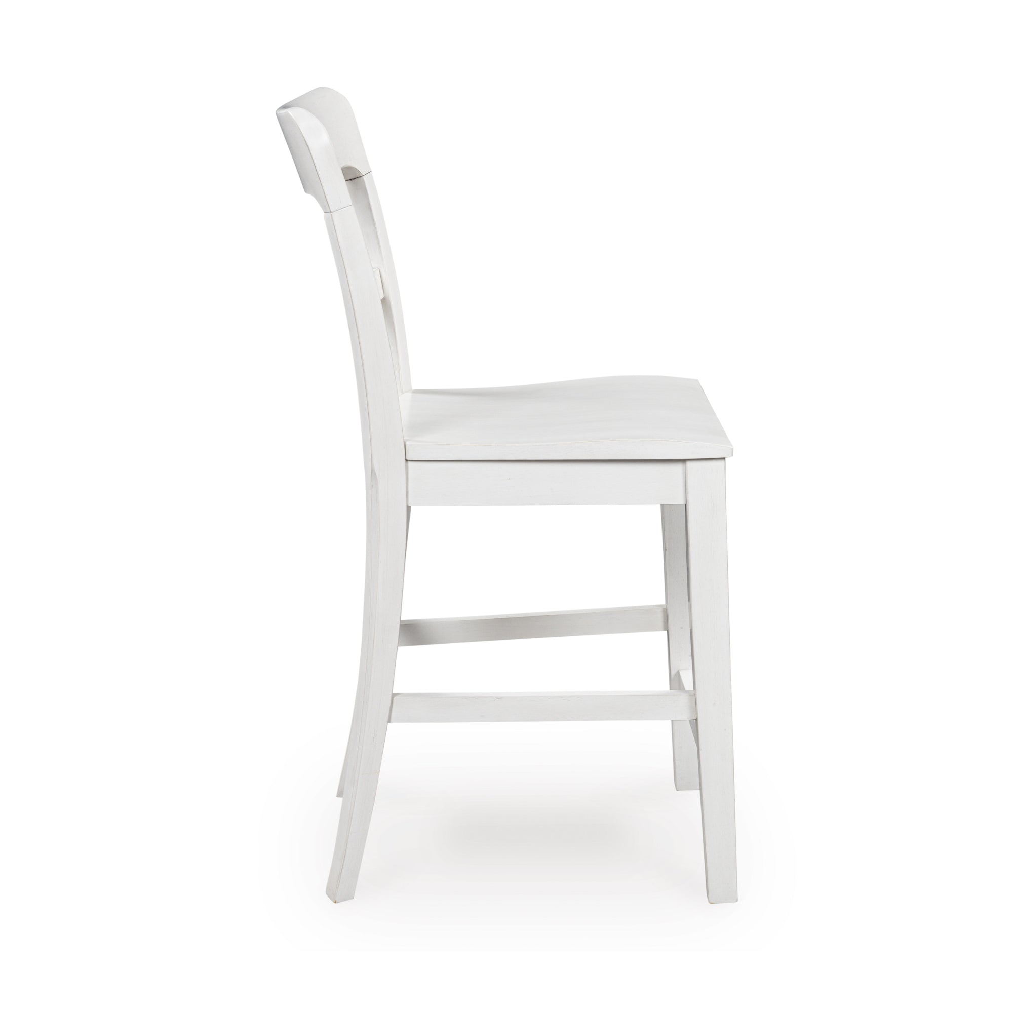 Set of two white Greddinton bar stools by Signature Ashley, featuring contemporary design with wooden legs and cushioned seats.
