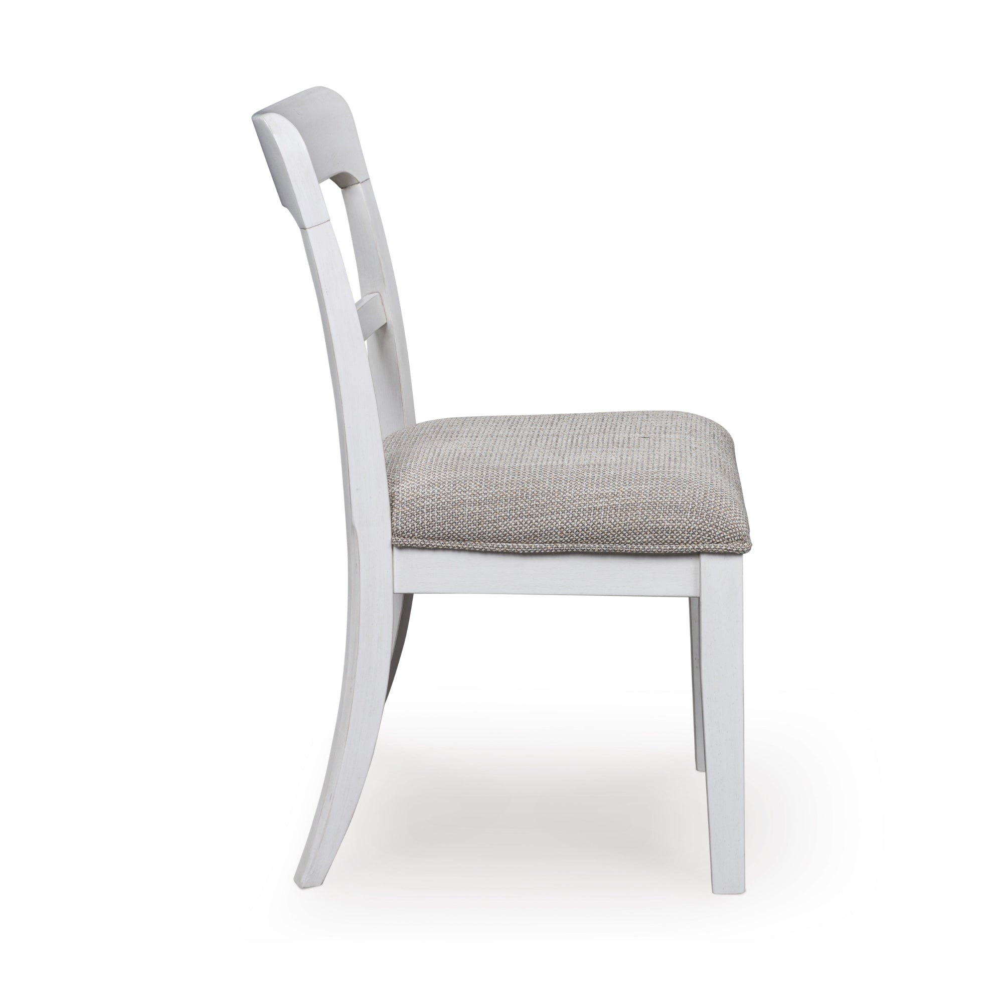 Set of two white Greddinton dining chairs by Signature Ashley, upholstered side chairs with sleek design and comfortable seating.