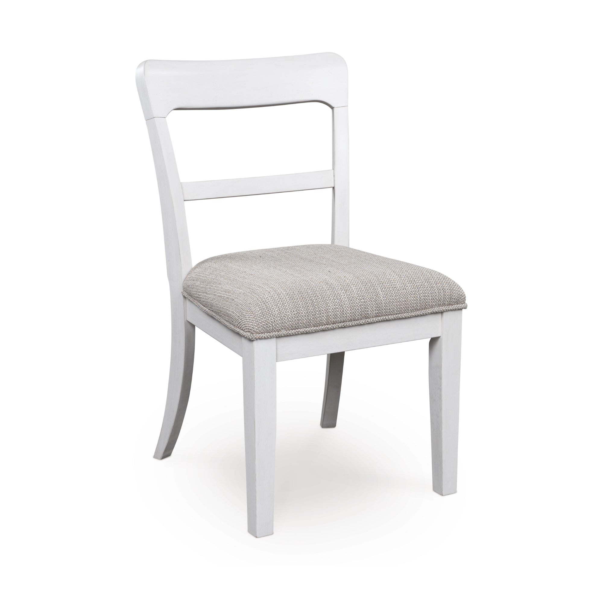 Set of two white Greddinton dining chairs by Signature Ashley, upholstered side chairs with sleek design and cushioned seats.