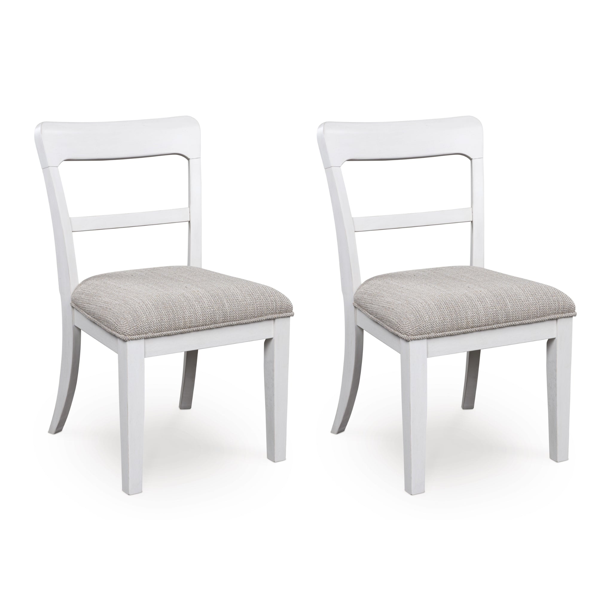 Set of two white Greddinton dining chairs by Signature Ashley, upholstered side chairs with sleek modern design.