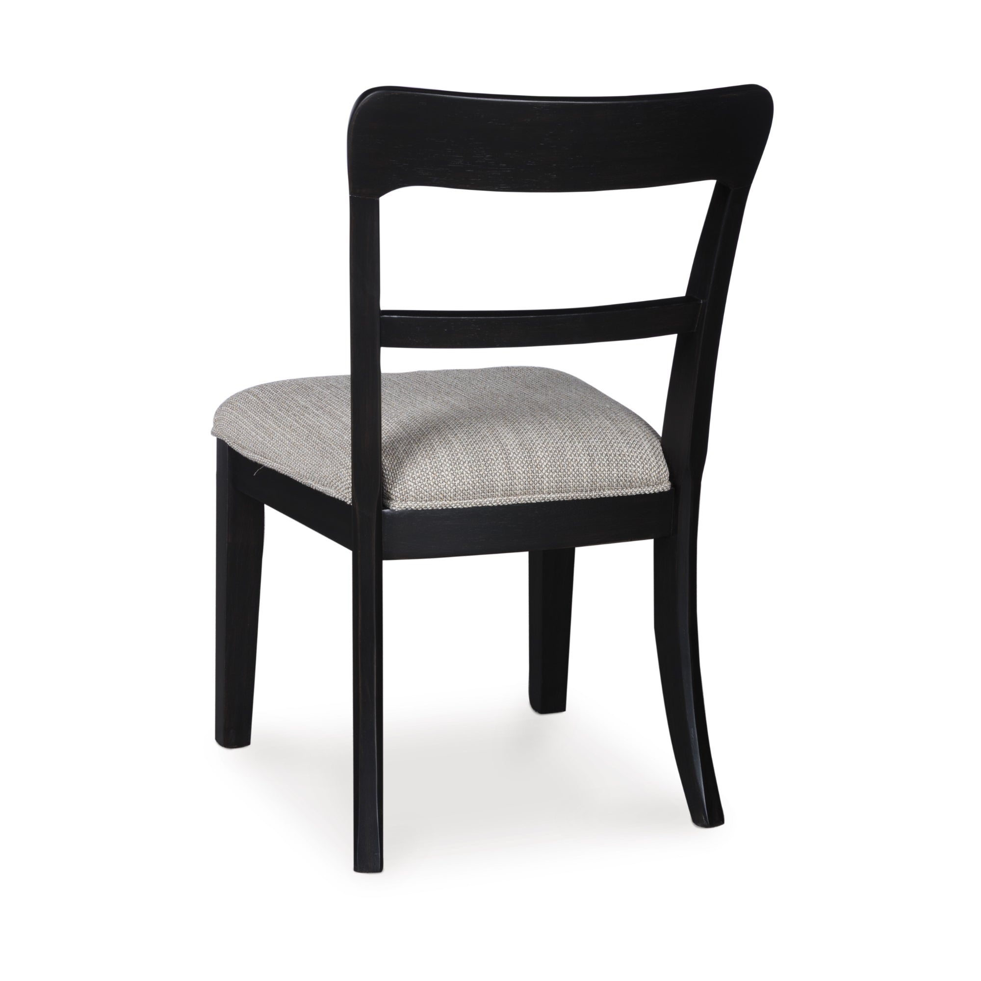 Set of two black Greddinton dining chairs by Signature Ashley, upholstered side chairs with sleek design and wooden legs.