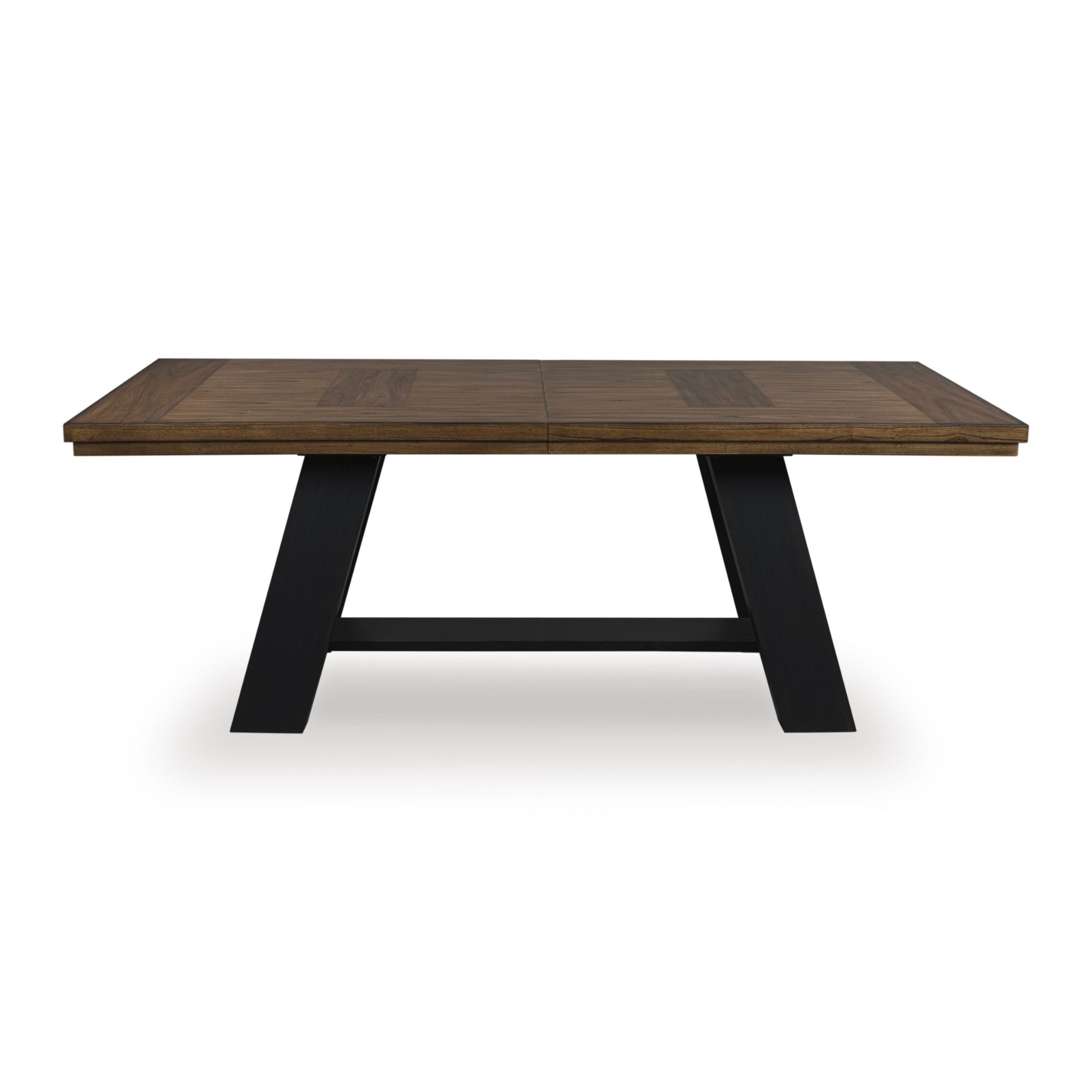 Signature Ashley Greddinton extension dining table with a wooden finish, showcased in a modern kitchen and dining room setting.