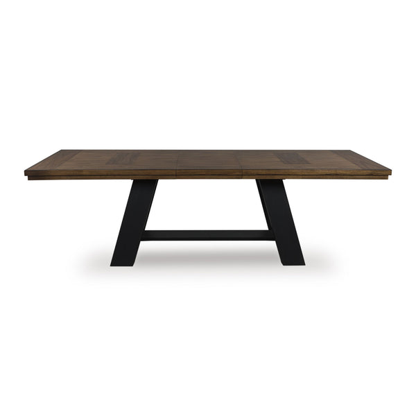 Signature Ashley Greddinton extension dining table with a wooden surface and sturdy legs, ideal for kitchen and dining rooms.