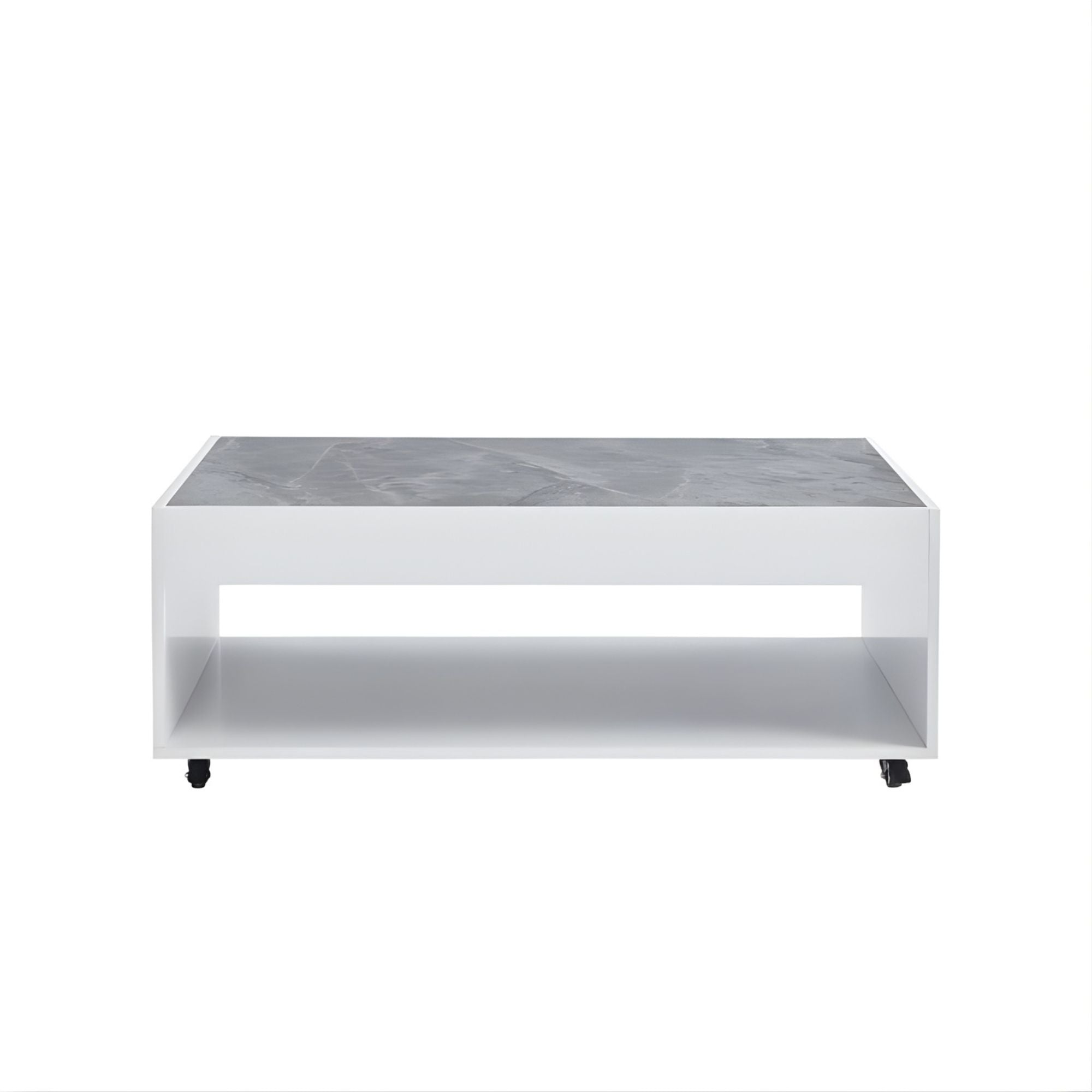 White Elariel Collection coffee table set by MAZ with sleek, modern design and grey sintered stone surfaces.