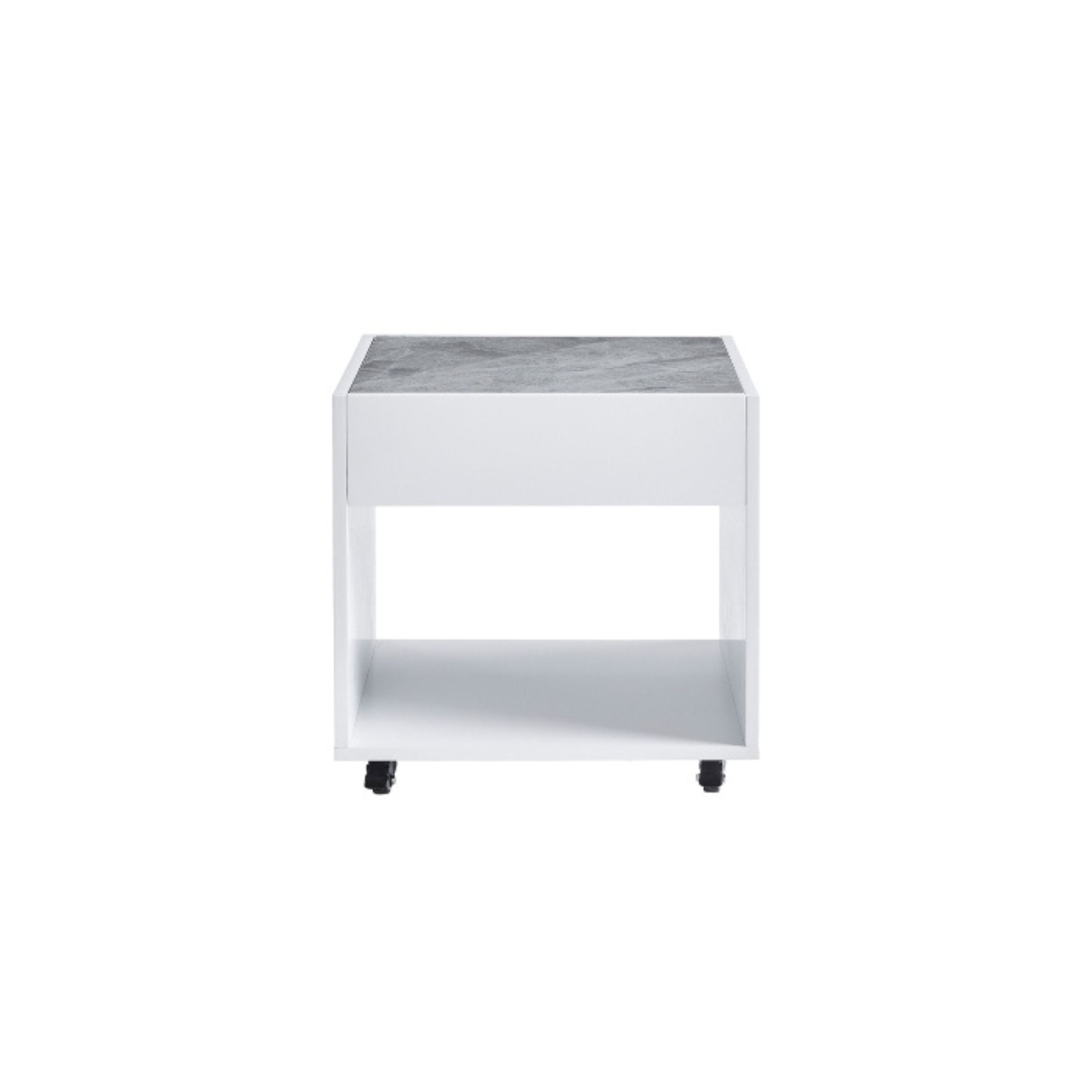 MAZ Elariel Collection white coffee table set with grey sintered stone side table, modern design and sleek finish.