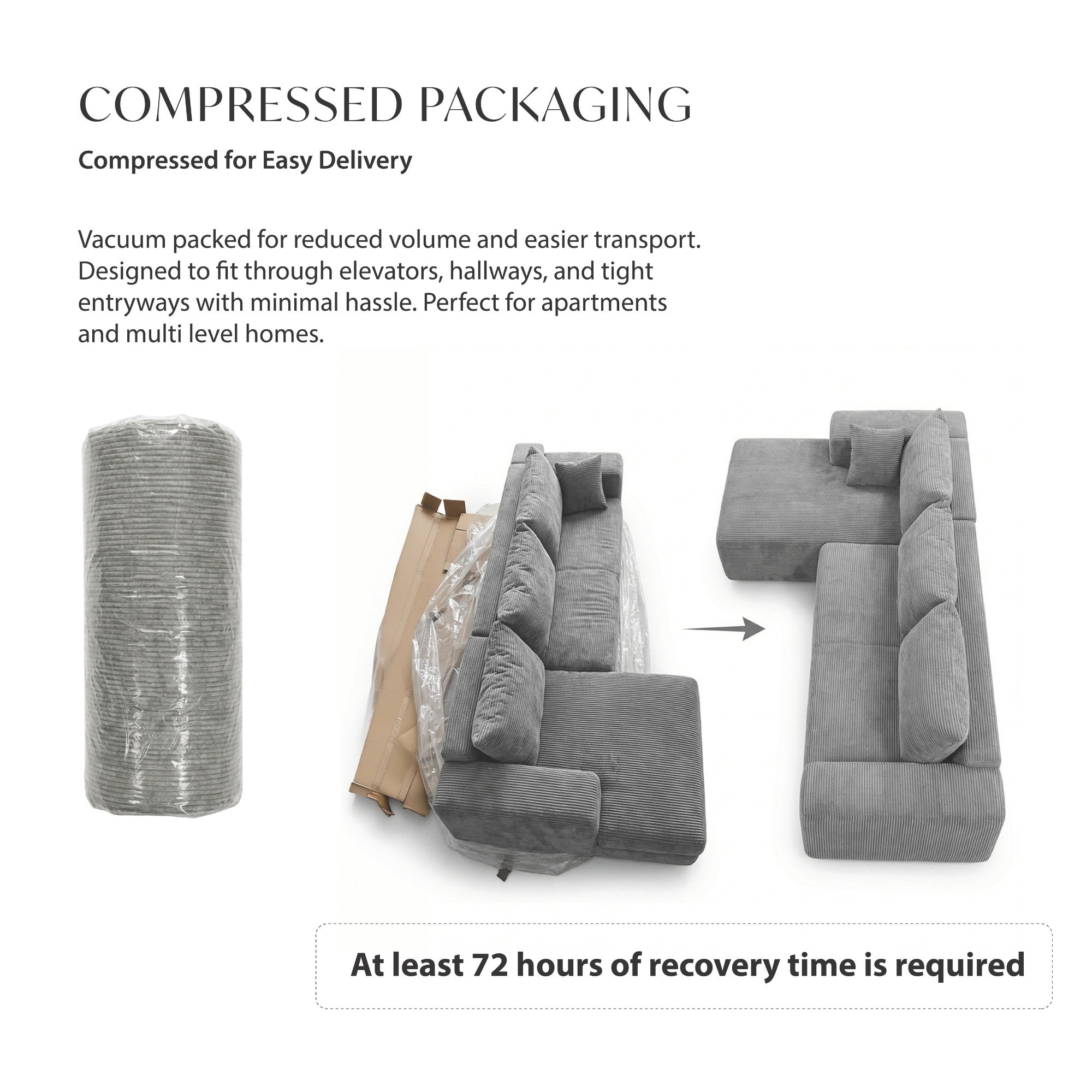 Corduray Cloud Compression Sectional with Deep Seat Grey | CastleUp Experience Centre Online Furniture