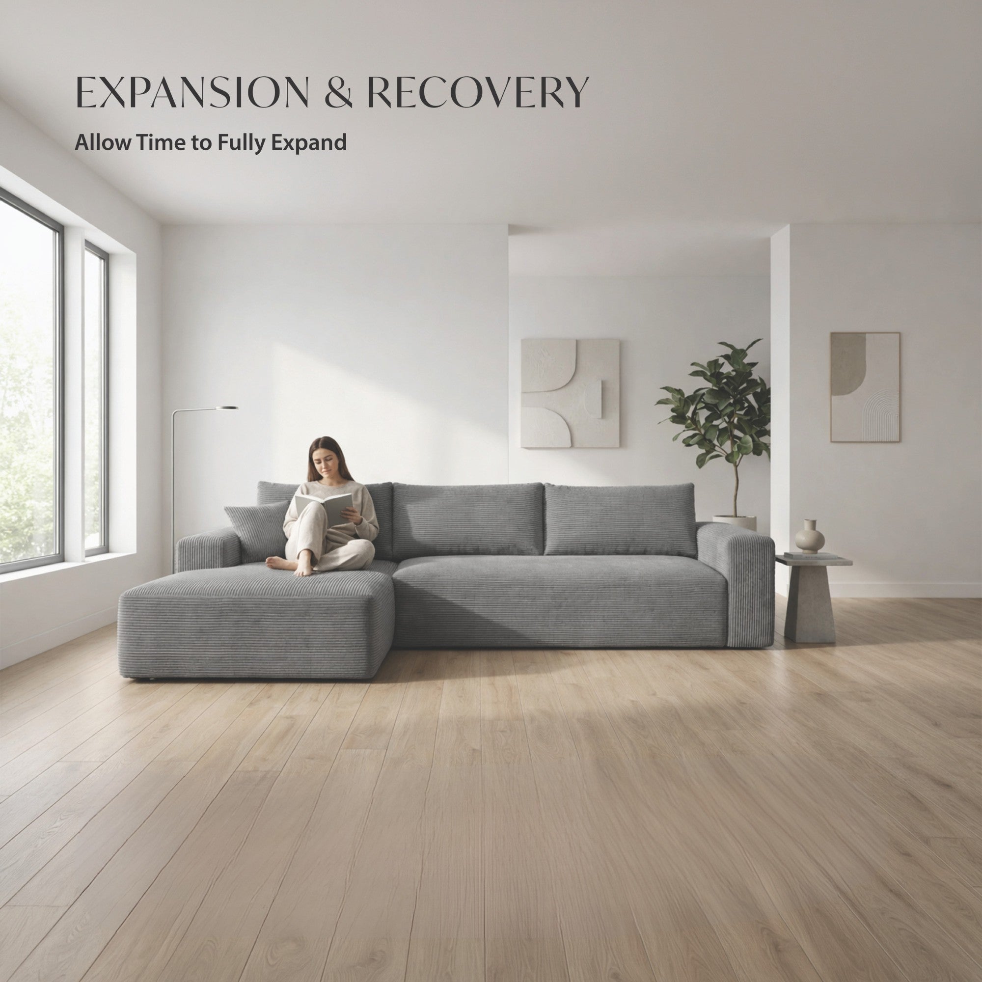 Corduray Cloud Compression Sectional with Deep Seat Grey | CastleUp Experience Centre Online Furniture