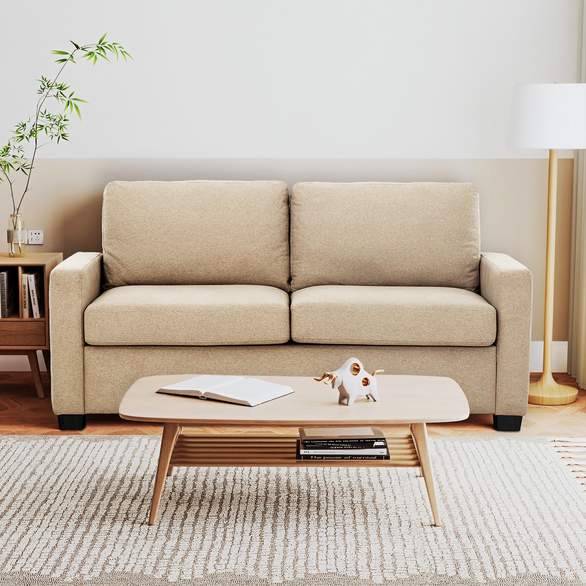 Hagar Memory Foam Sofa Bed Linen Beige