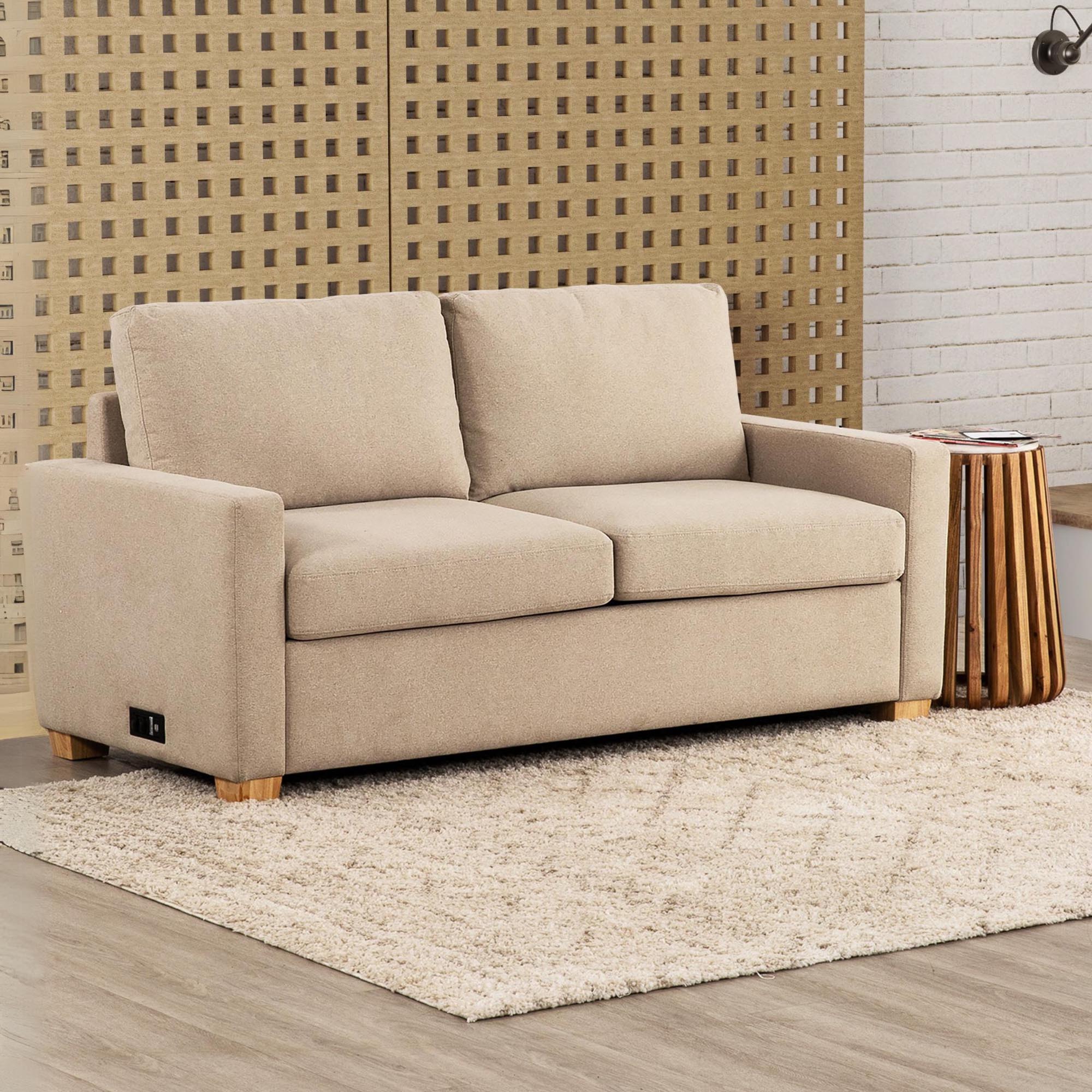 Hagar Memory Foam Sofa Bed Linen Beige