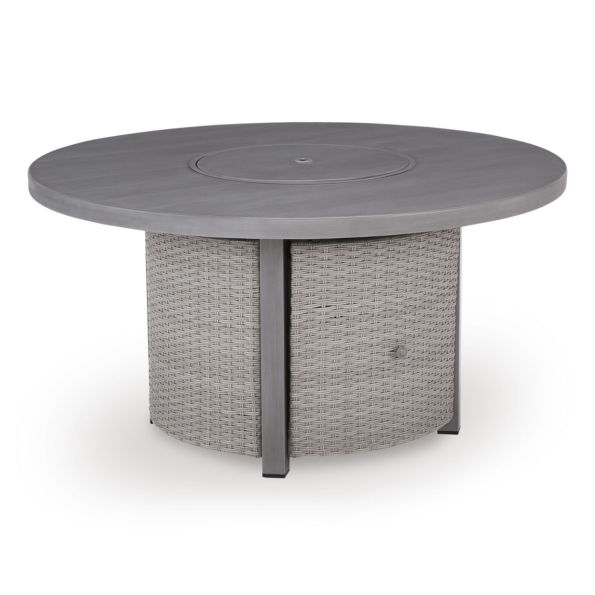 Outdoor Gas Fire Pit Table – Gray Resin Wicker with 50,000 BTU Burner