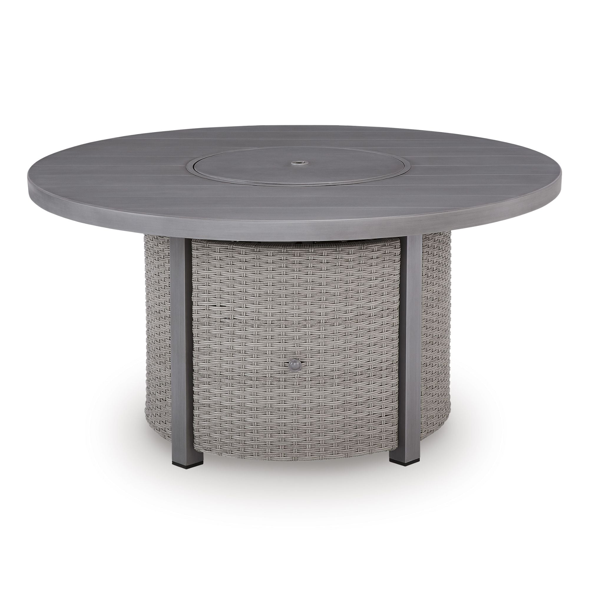 Outdoor Gas Fire Pit Table – Gray Resin Wicker with 50,000 BTU Burner