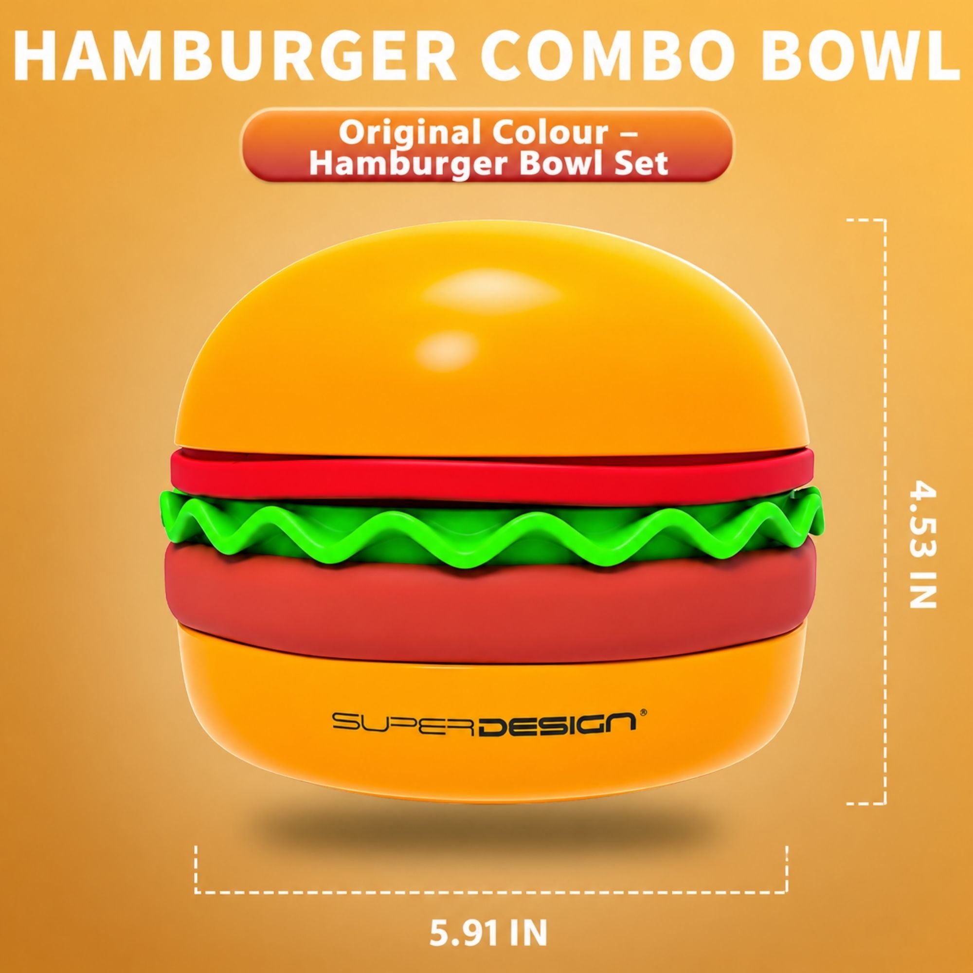 Orange Superdesign hamburger-shaped slow feeder pet bowl by CastleUp Experience Centre