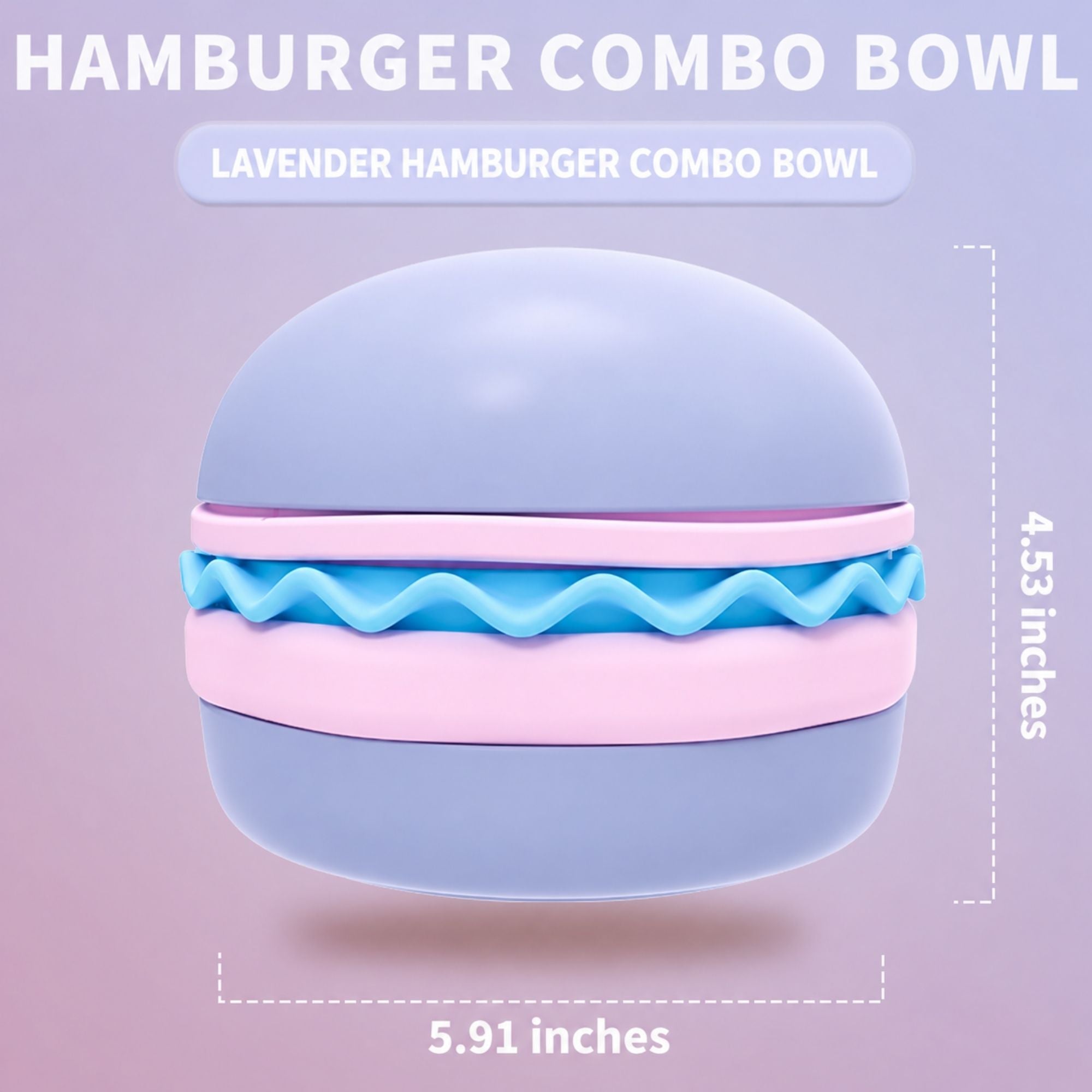 Purple Superdesign hamburger-shaped slow feeder pet bowl with divided compartments