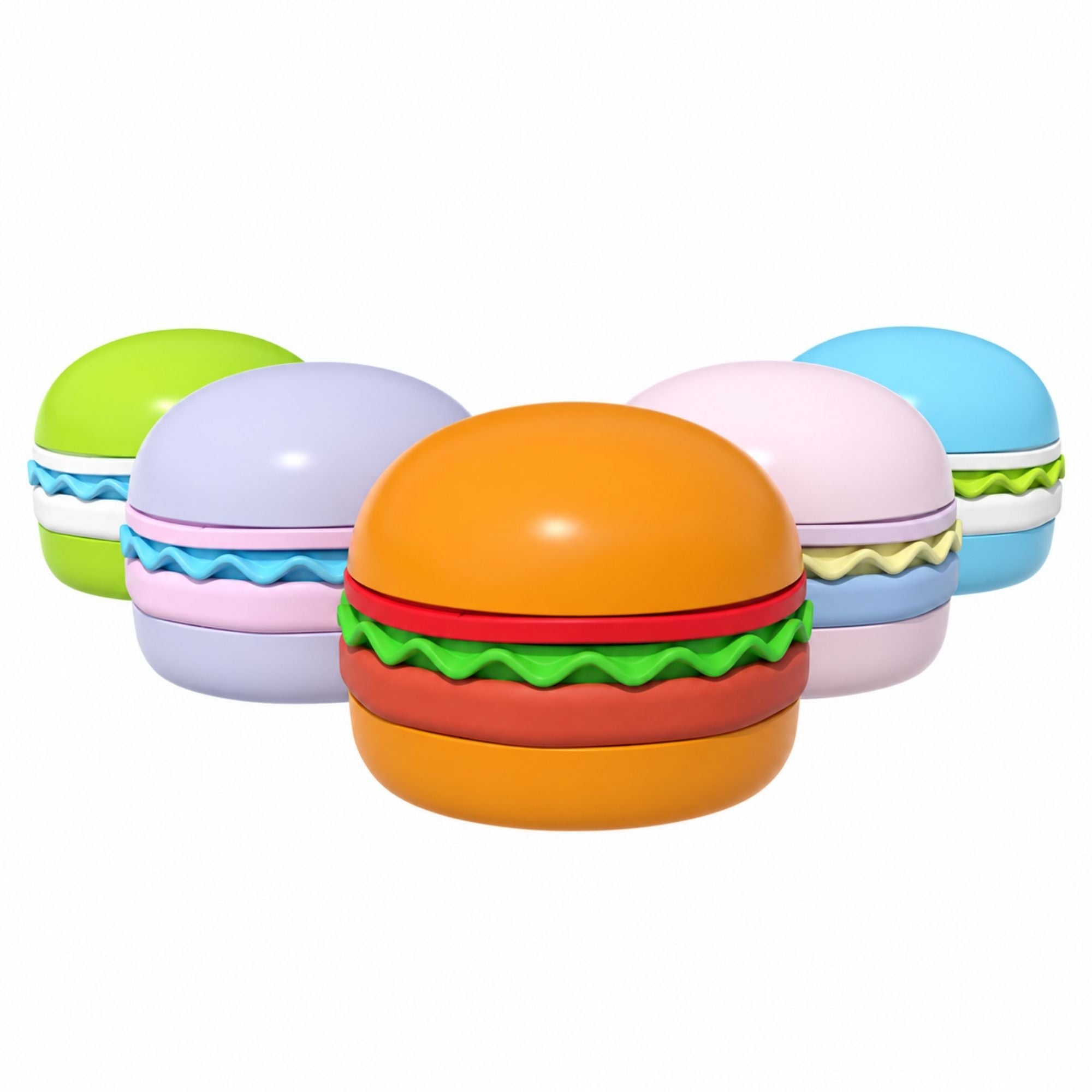 Orange Superdesign hamburger-shaped slow feeder pet bowl by CastleUp Experience Centre