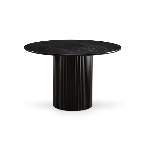 Black Harmony dining table by Xcella with matching four chairs, modern wood design for contemporary dining spaces.