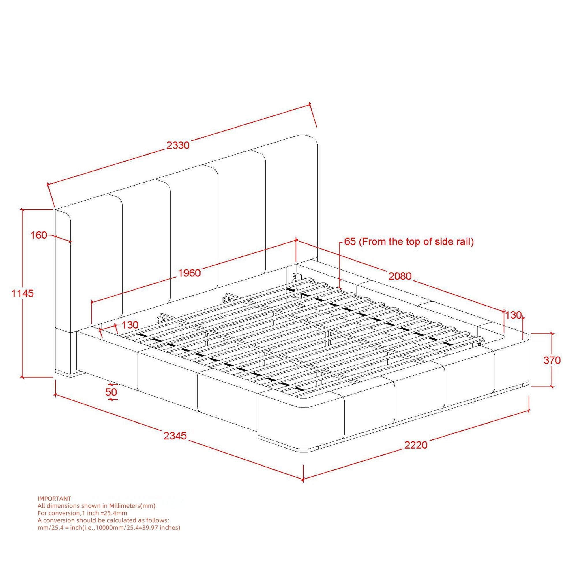 Harrod Upholstered Platform Bed in Mushroom and Walnut