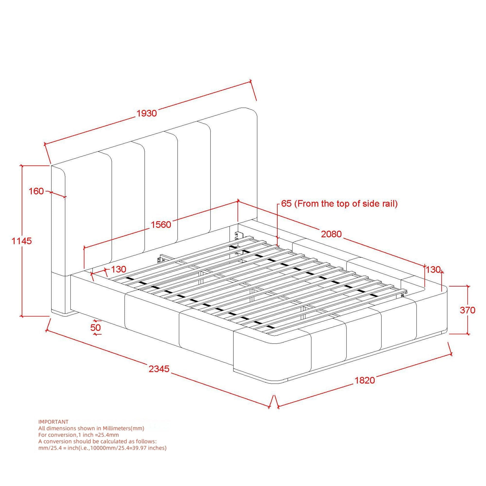 Harrod Upholstered Platform Bed in Mushroom and Walnut