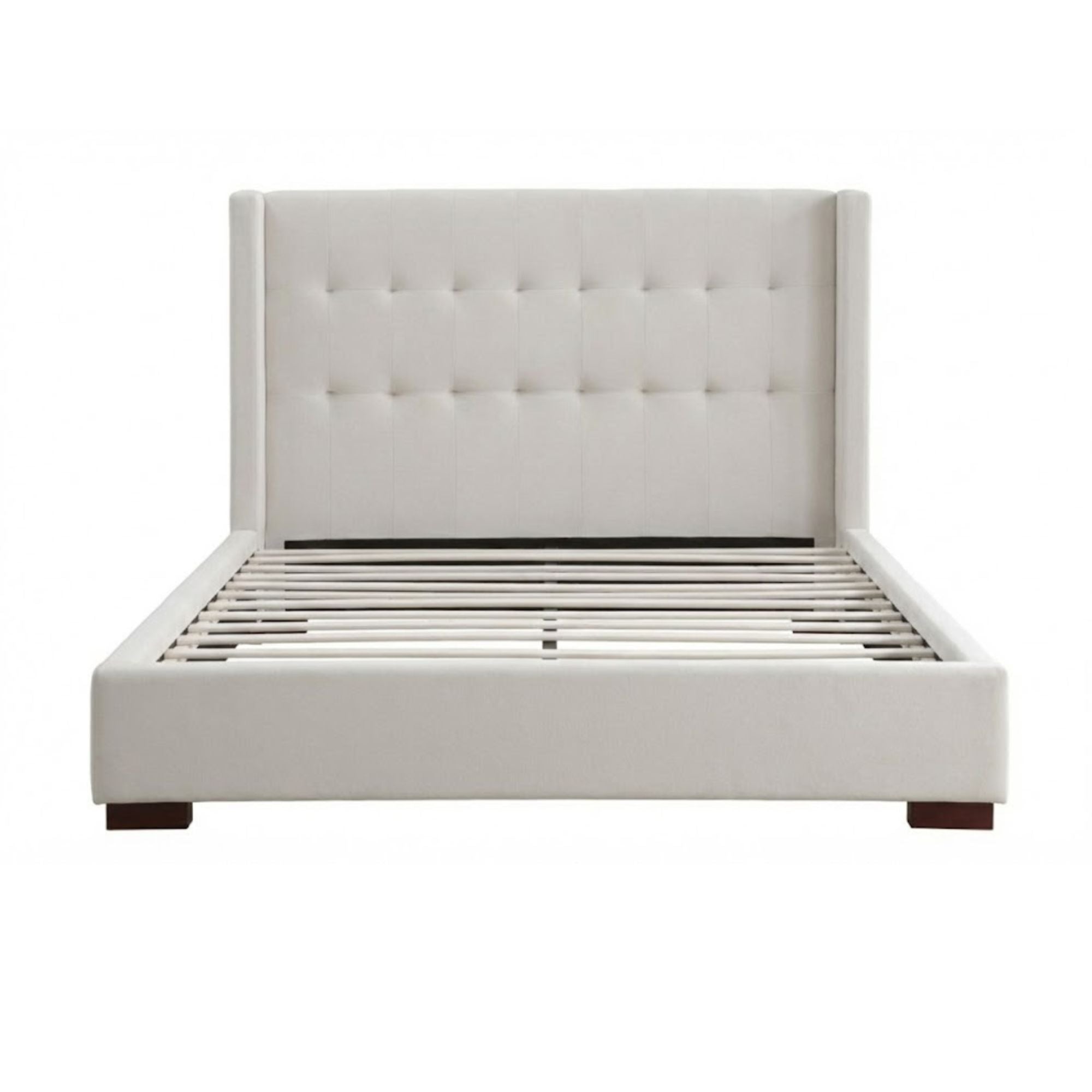 Micah Tufted Platform Bed in Beige | CastleUp Experience Centre Online Furniture