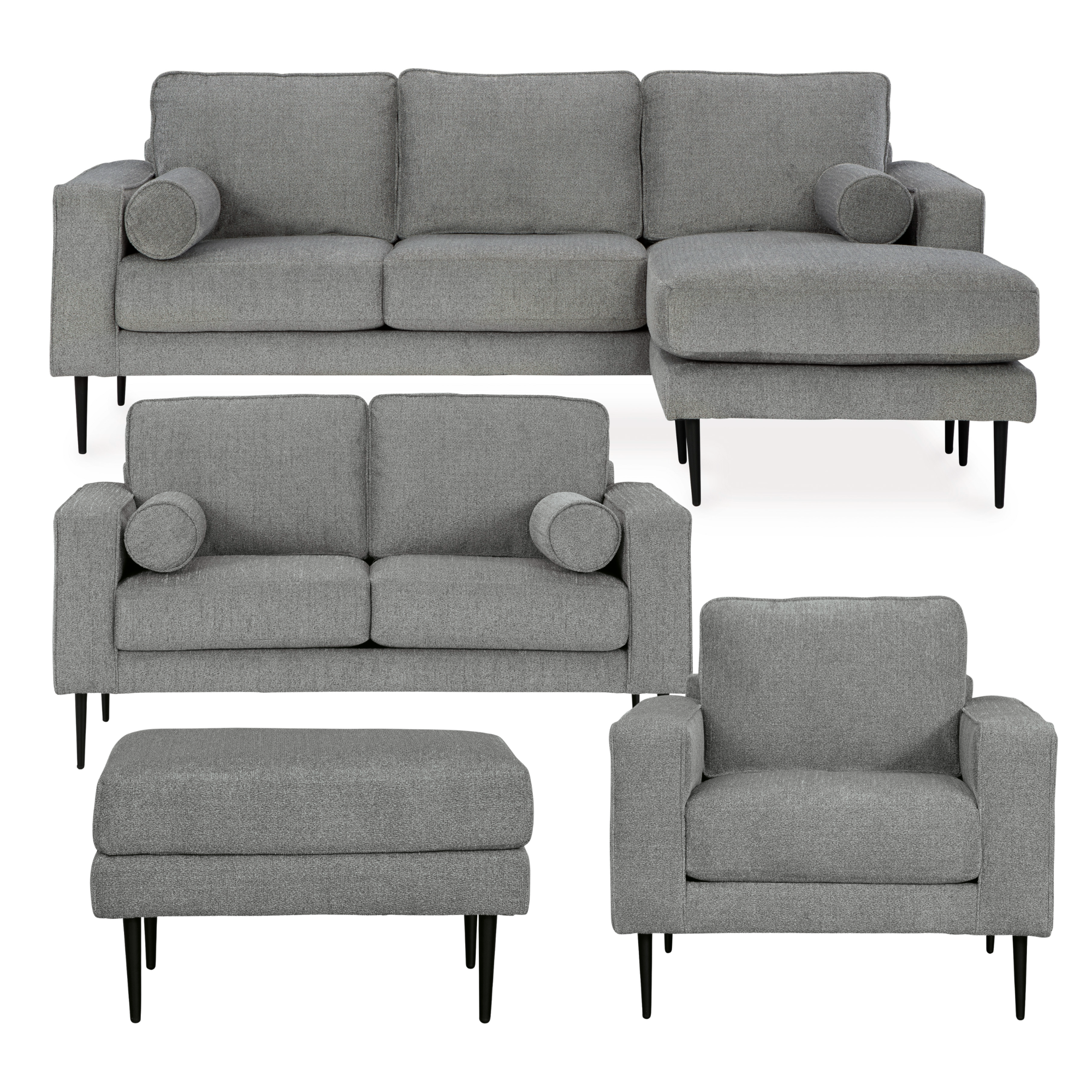 Hazela Sofa Set in Charcoal