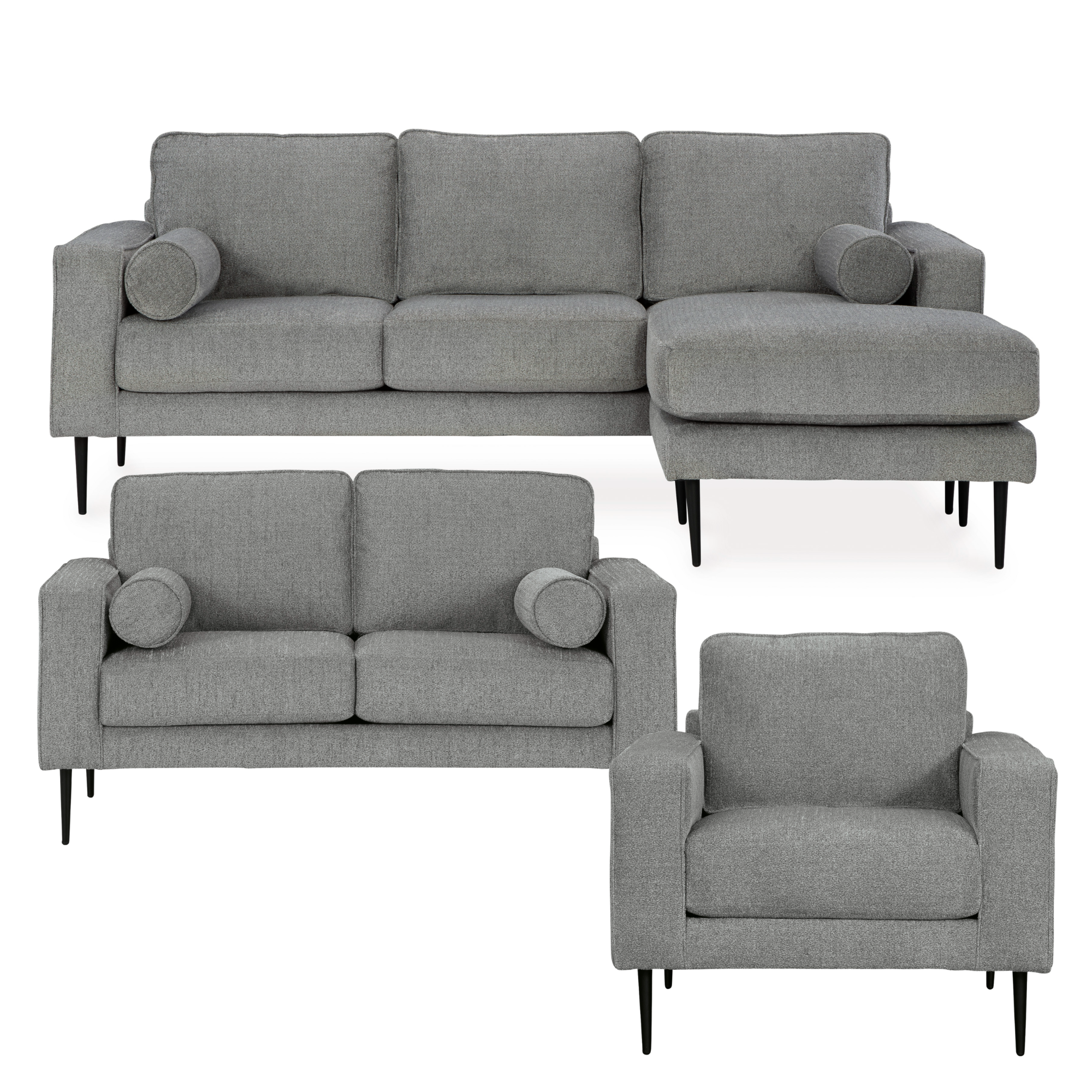 Hazela Sofa Set in Charcoal
