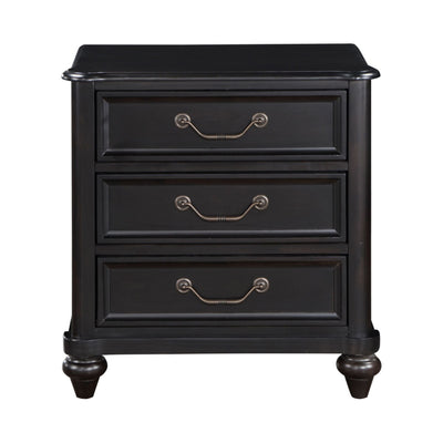 M.A.F Herman 3-drawer nightstand with sleek wood finish and modern design, featuring three spacious drawers and a flat top surface.
