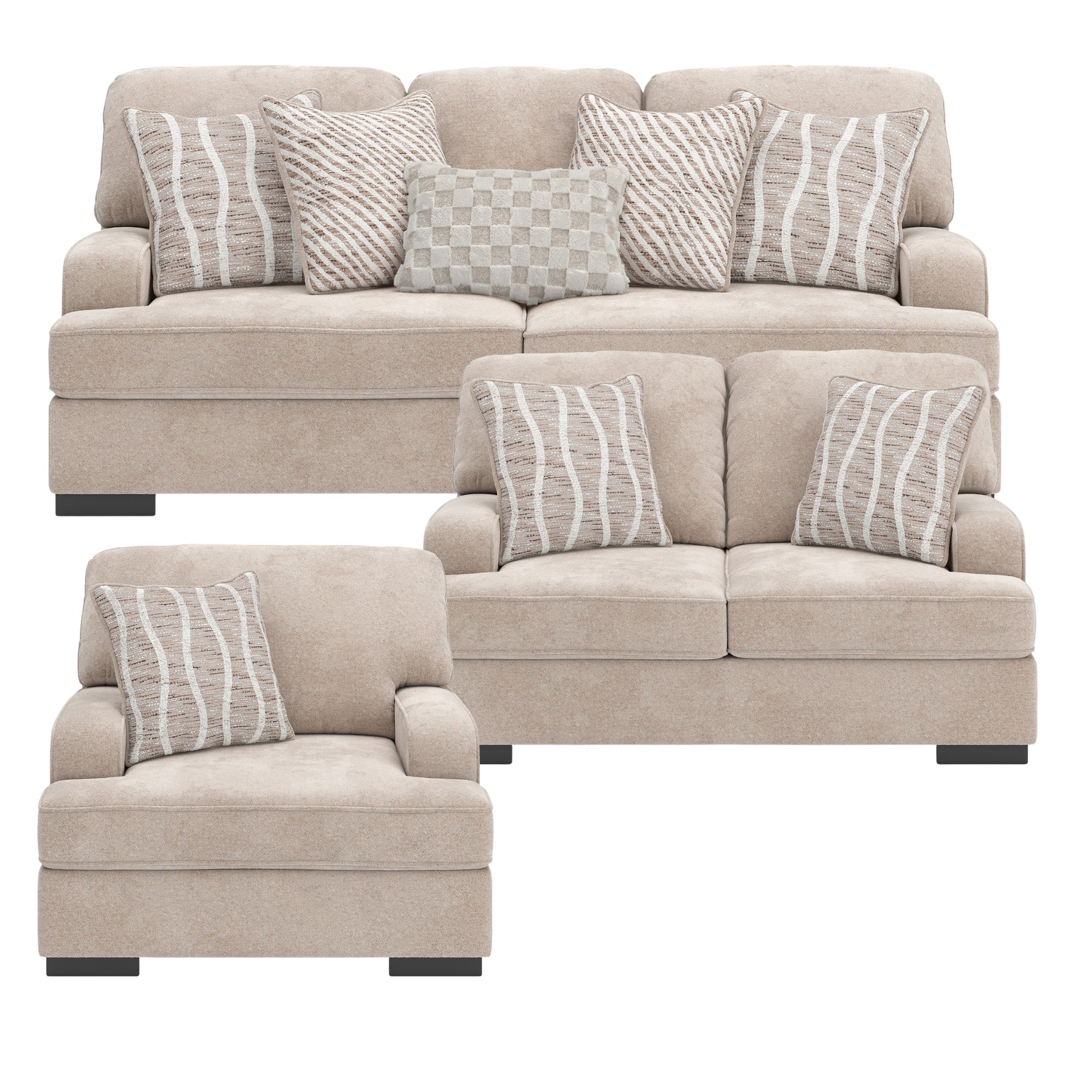 High Profile Sofa Set in Taupe