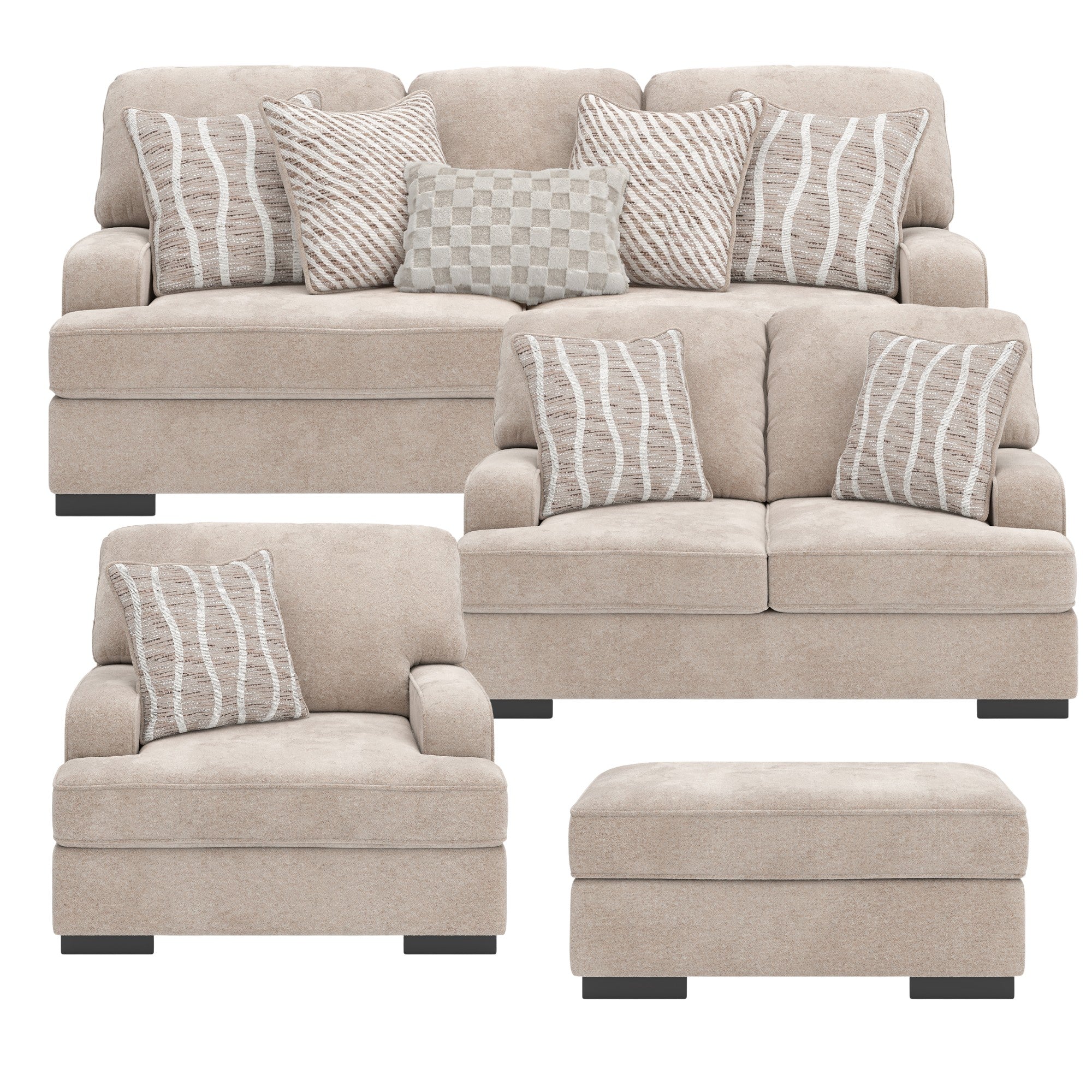 High Profile Sofa Set in Taupe