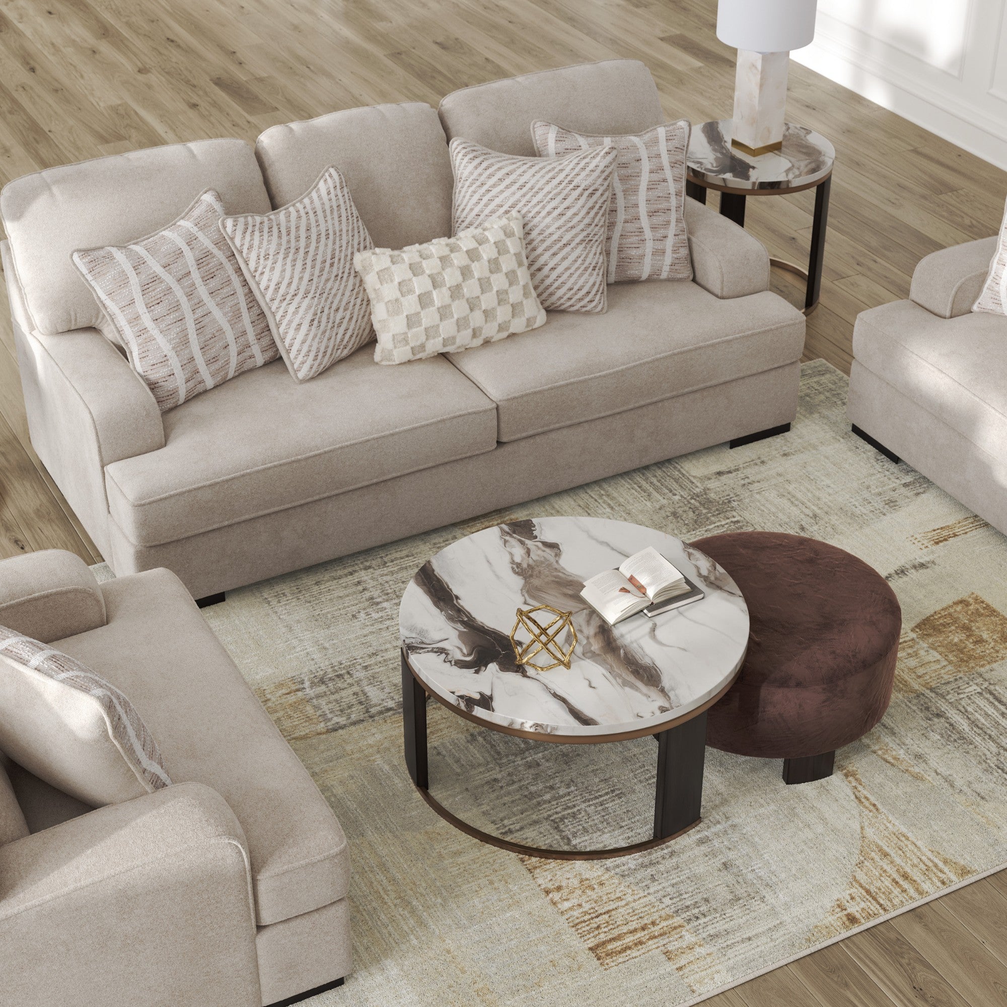 High Profile Sofa Set in Taupe