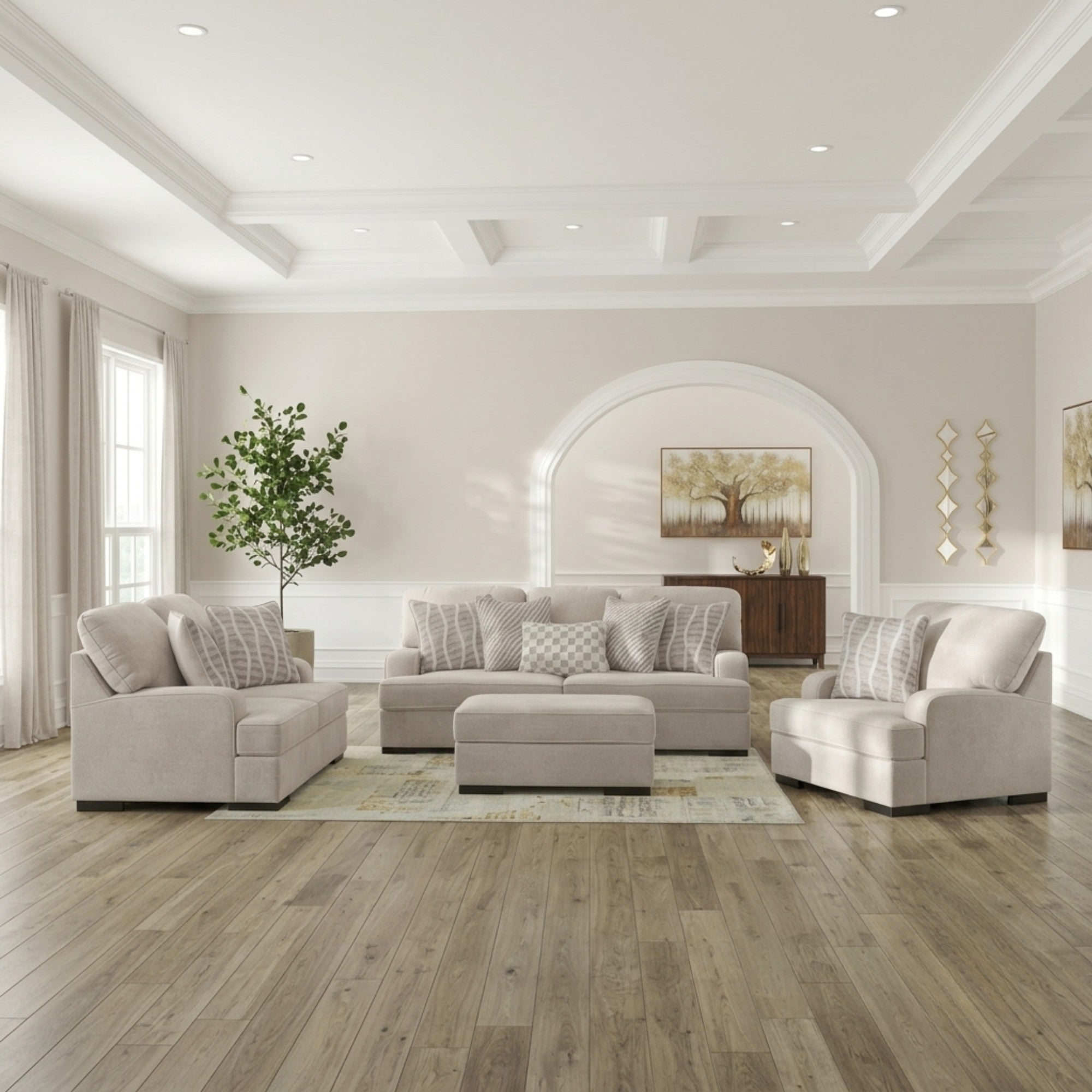 High Profile Sofa Set in Taupe