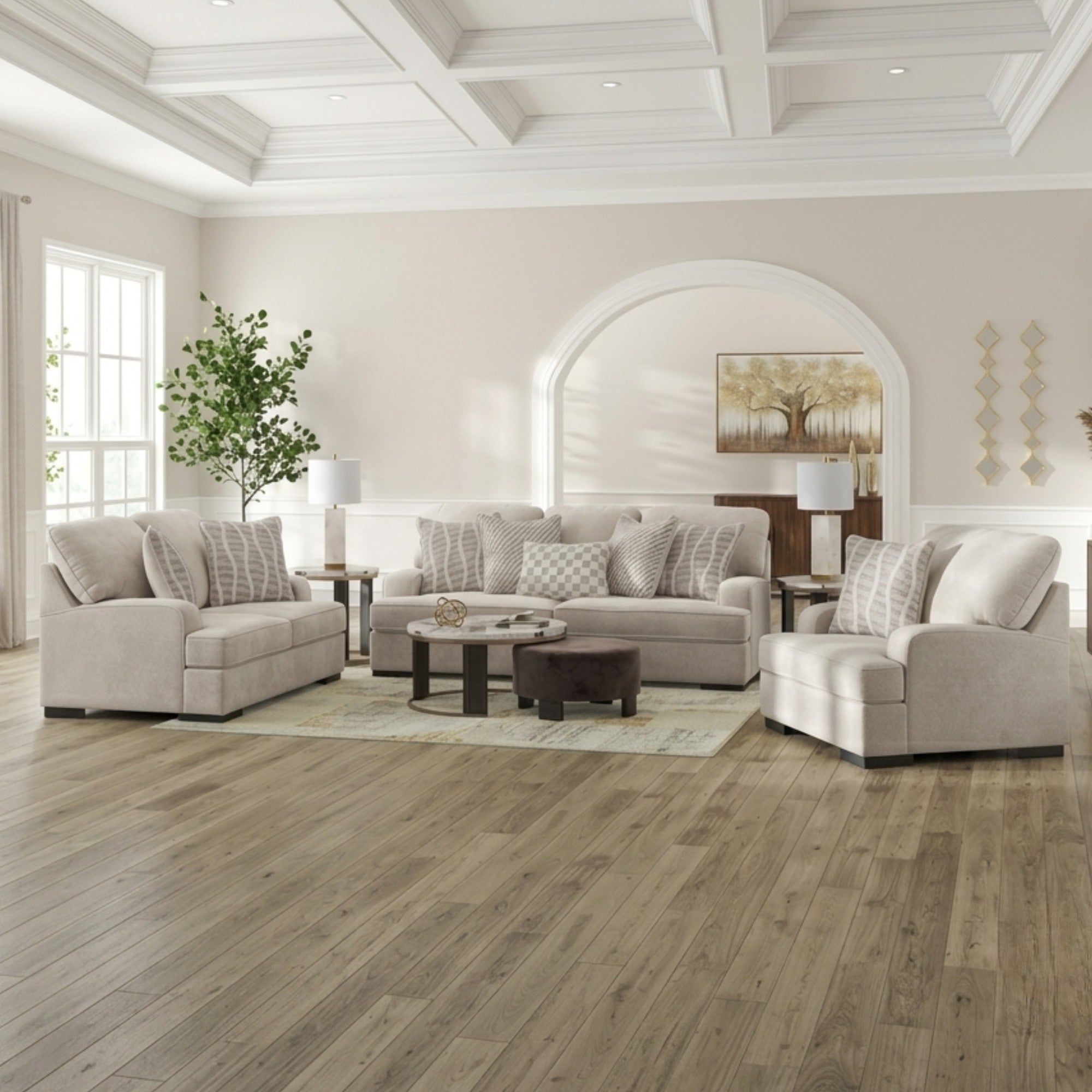 High Profile Sofa Set in Taupe