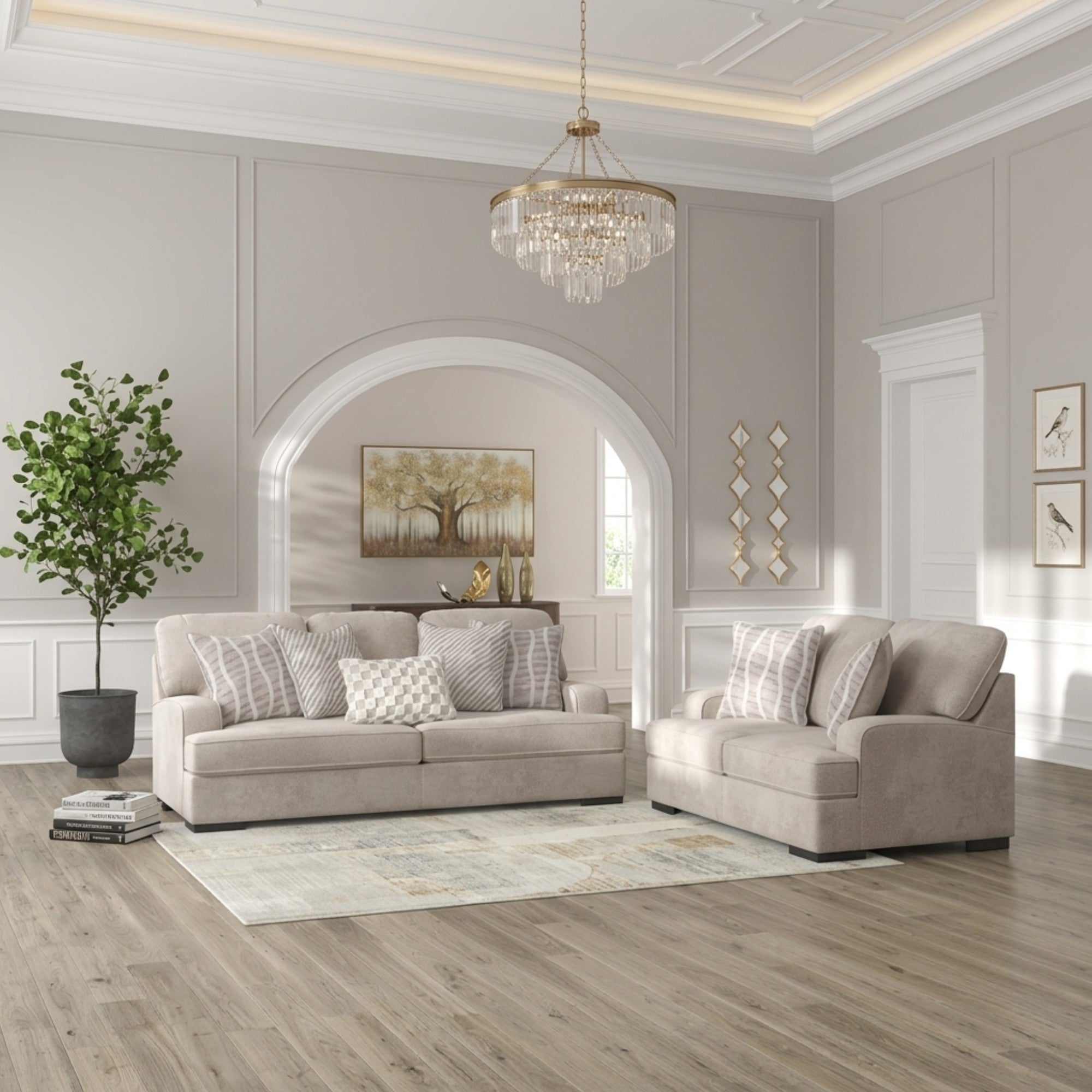 High Profile Sofa Set in Taupe