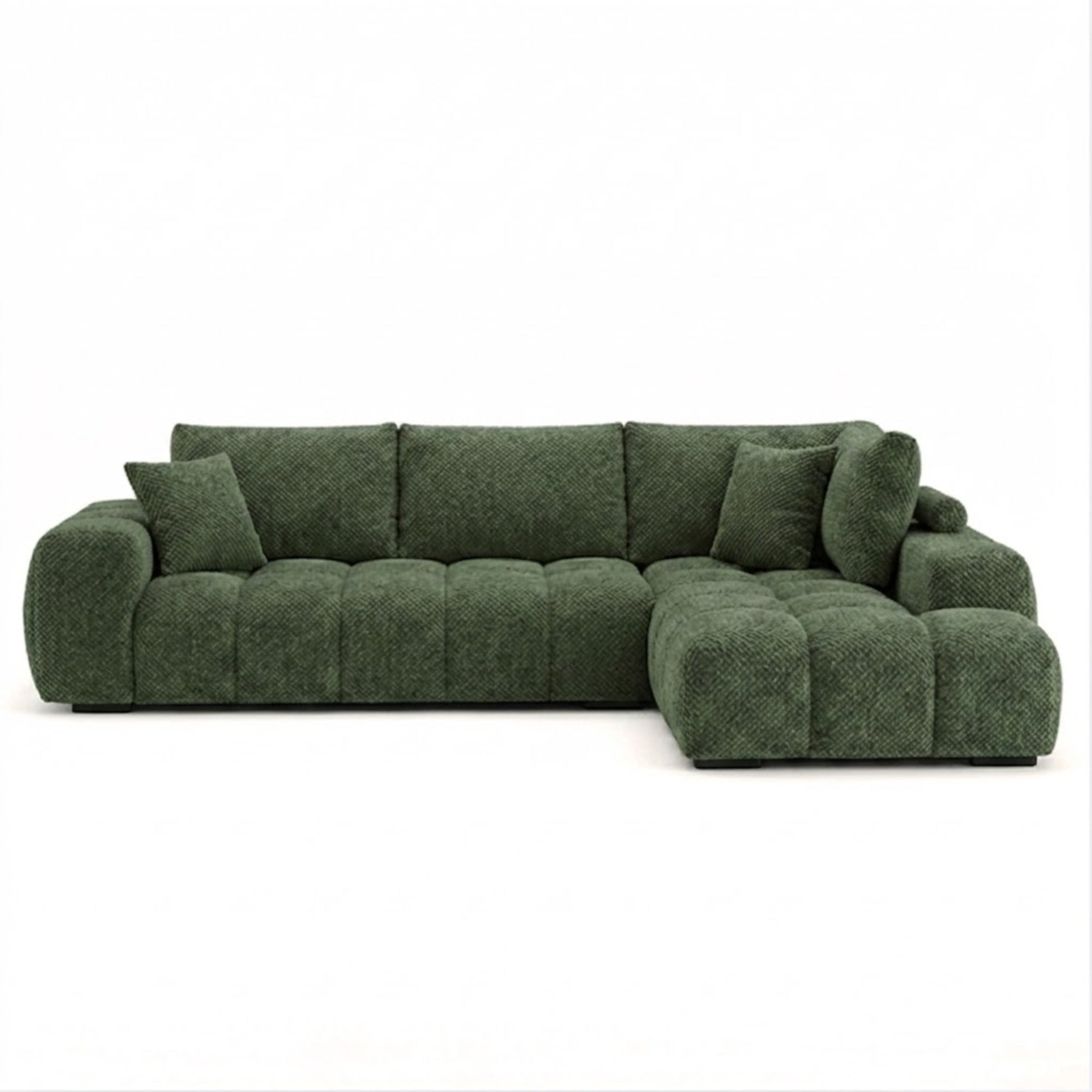 Dark green Brassex sectional sofa from Zara in Hunter Green, modern design with plush cushions and wide seating area.