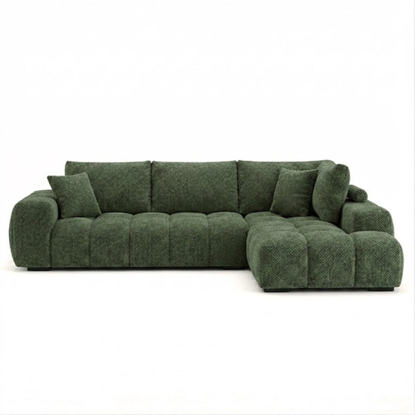 Dark green Brassex sectional sofa from Zara in Hunter Green, modern design with plush cushions and wide seating area.