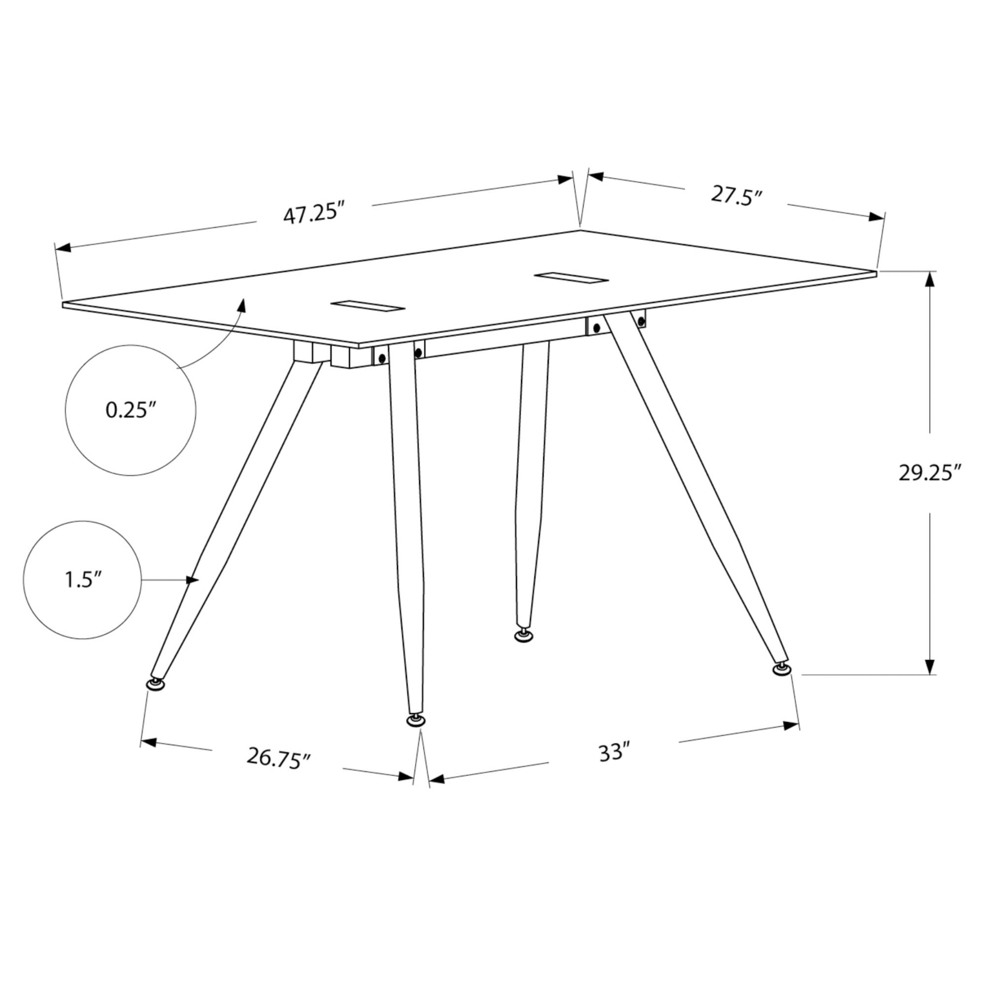 Monarch Specialties Nobilaire 48-inch wide tempered glass computer desk with sleek 8mm thick surface and modern design.