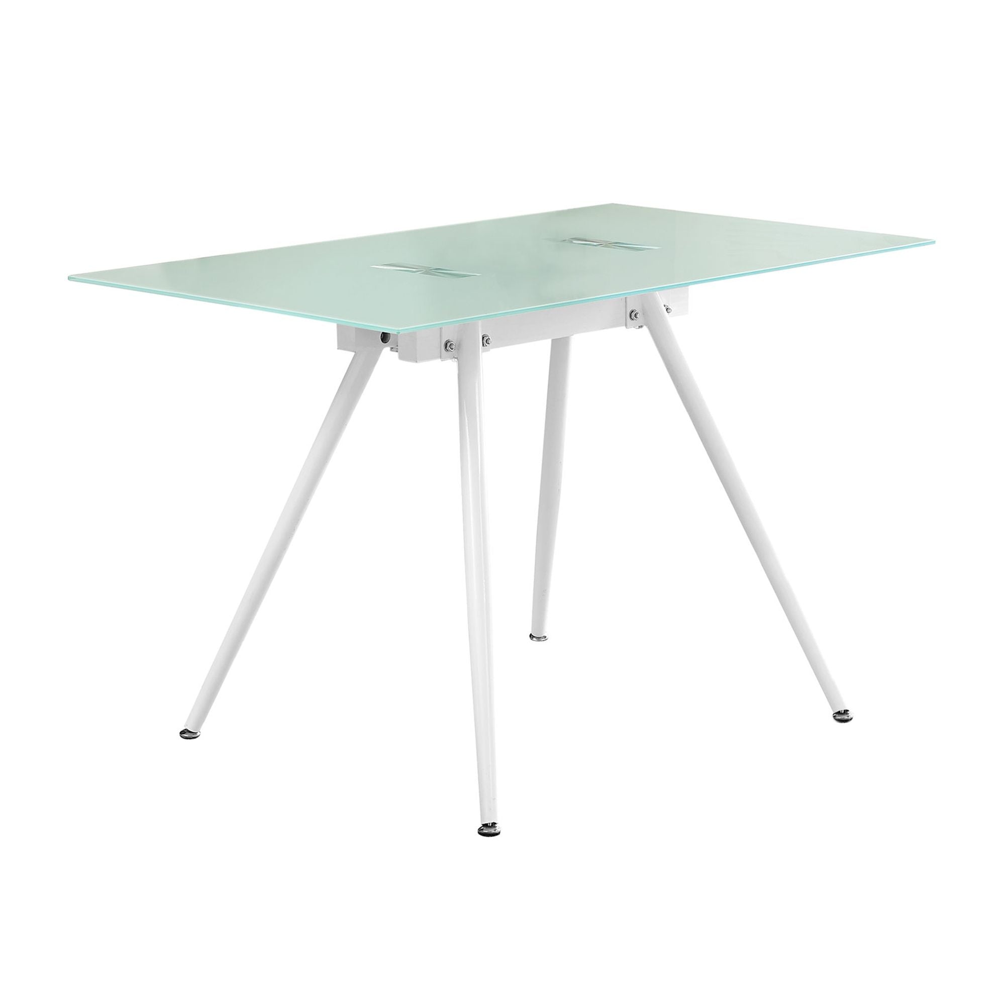 Monarch Specialties Nobilaire 48-inch wide computer desk with 8mm tempered glass surface and sturdy metal frame.