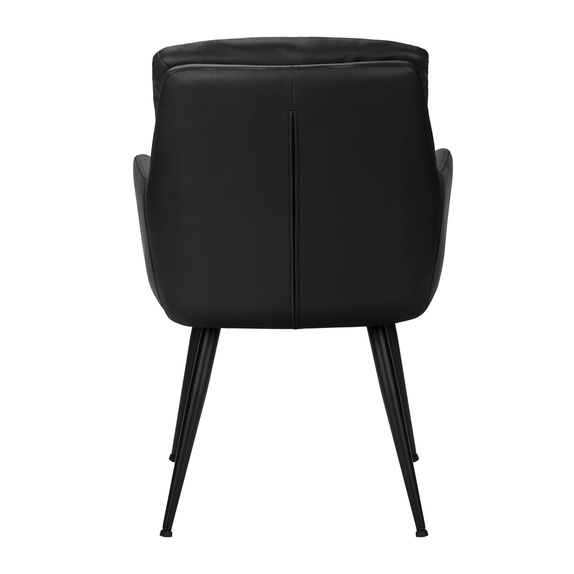 Set of two black leather-look dining chairs by Monarch Specialties, featuring modern design and cushioned seats.