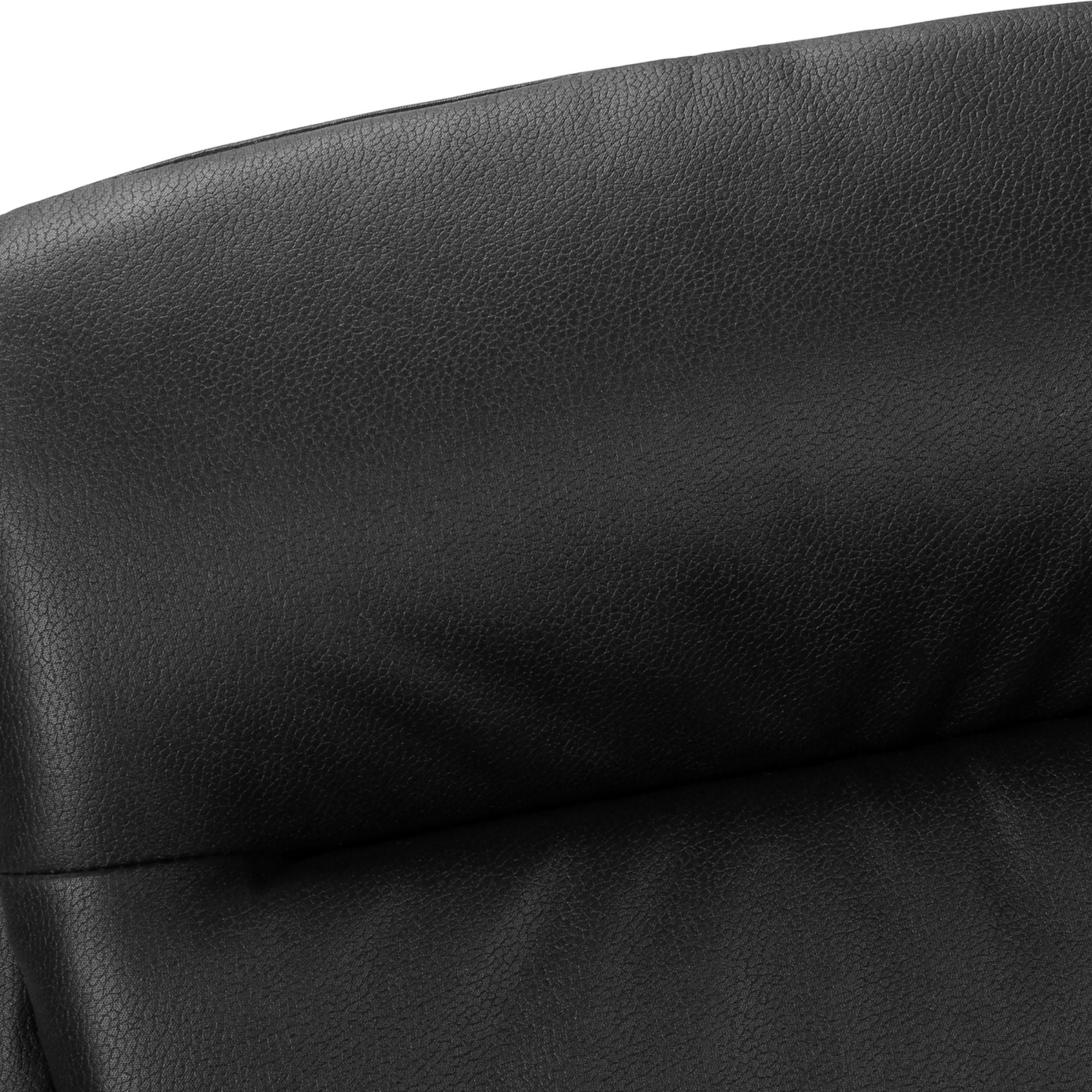 Pair of black leather-look Monarch Specialties dining chairs with sleek, modern design and sturdy metal legs.