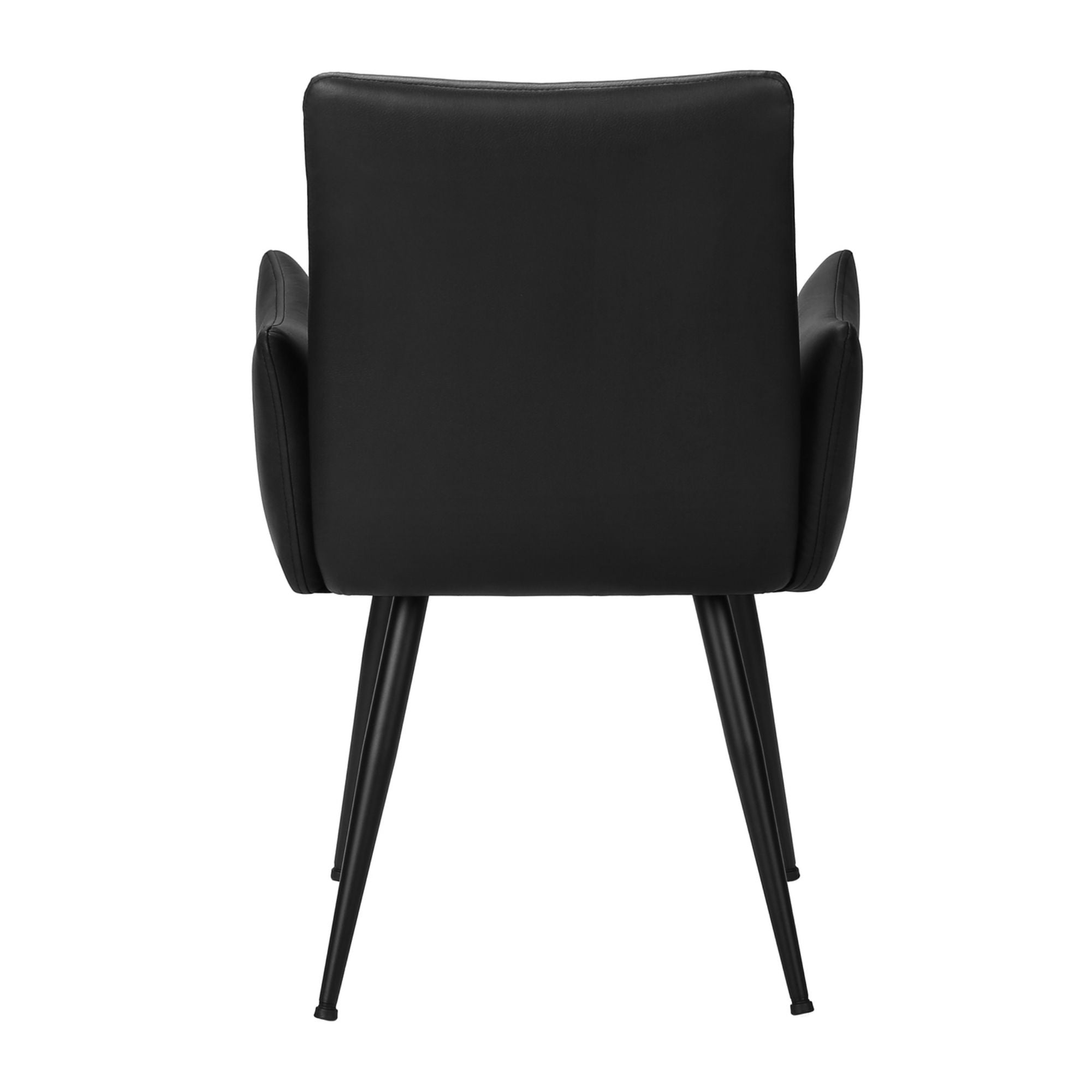 Set of two black leather-look dining chairs with metal legs from Monarch Specialties, showcasing modern seating with sleek design.