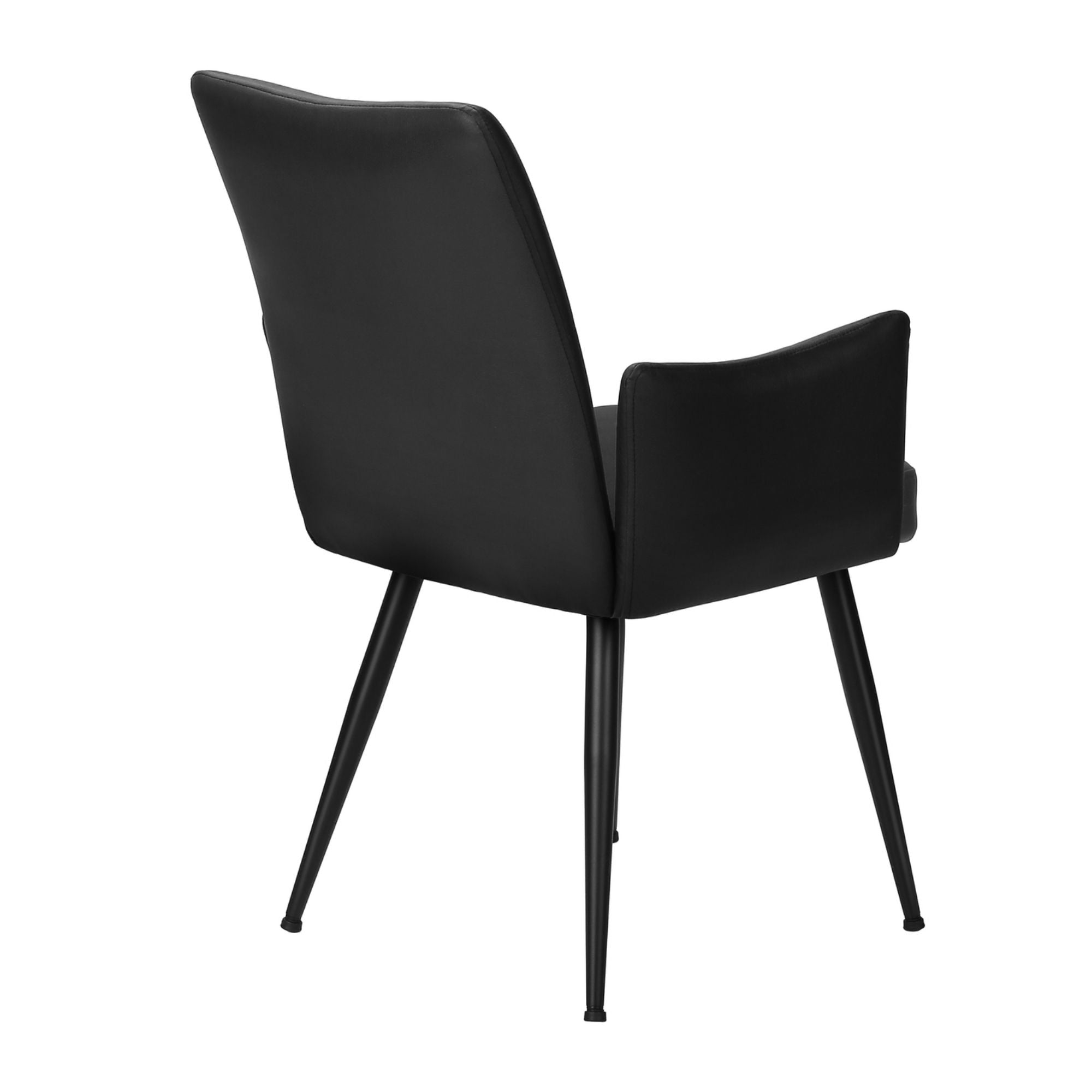 Set of two black leather-look dining chairs with metal legs by Monarch Specialties, showcasing modern design and comfortable seating.