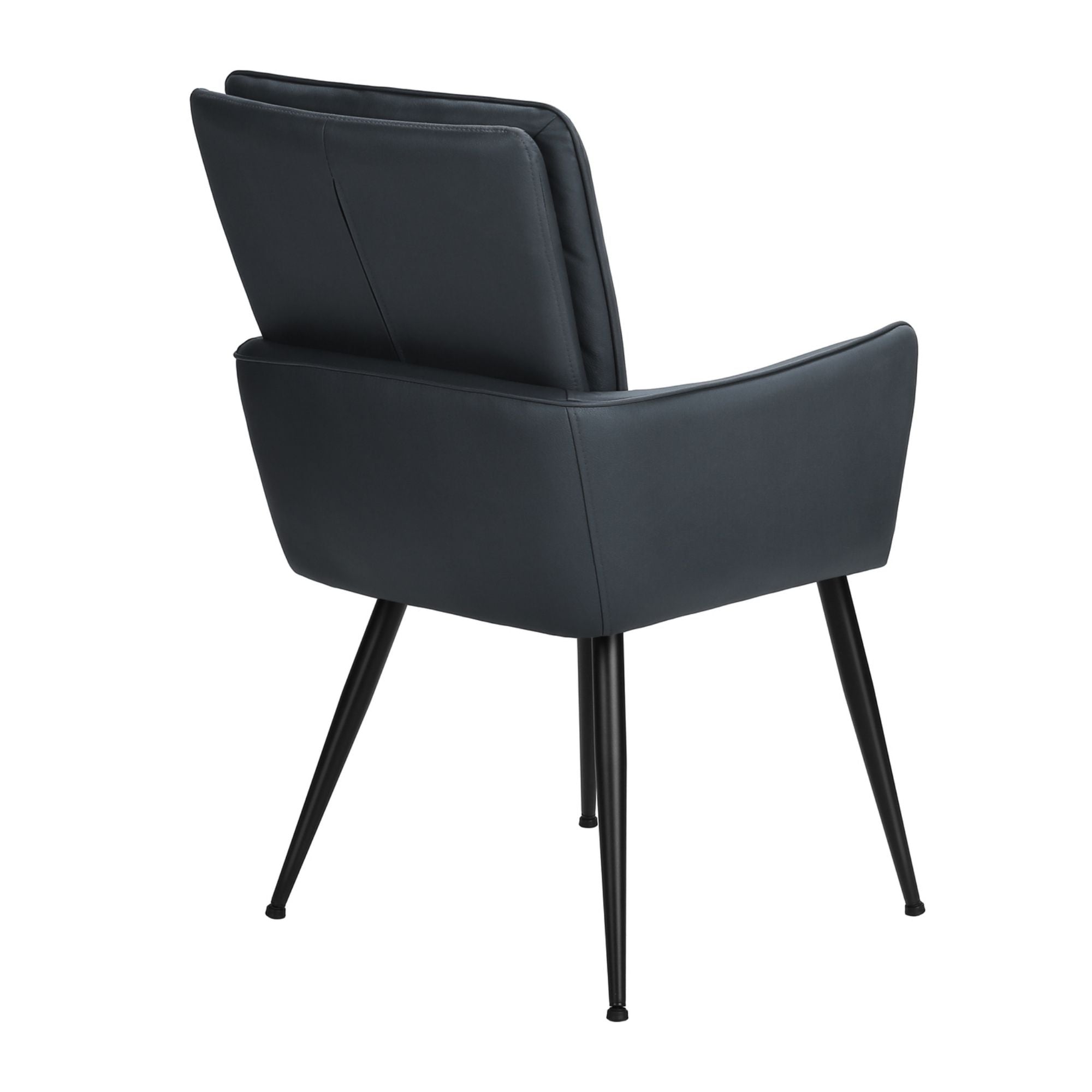Set of two black leather-look dining chairs with metal legs by Monarch Specialties, showcasing modern seating for dining rooms.