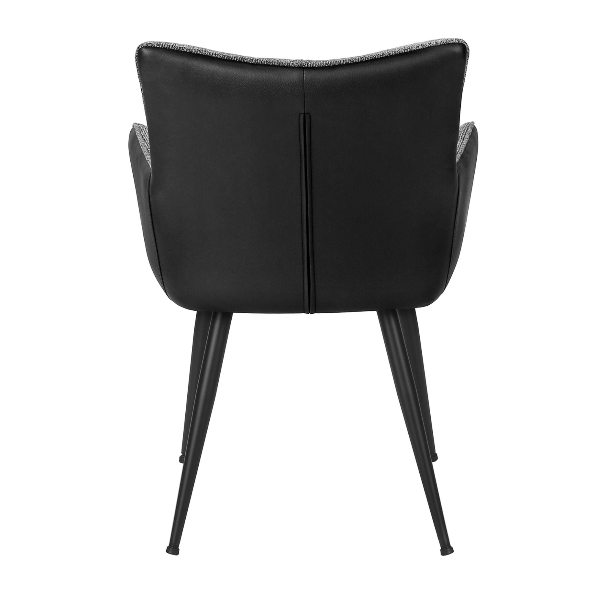 Set of two Monarch Specialties black and dark grey upholstered dining chairs with metal legs, showcasing modern dining room seating.