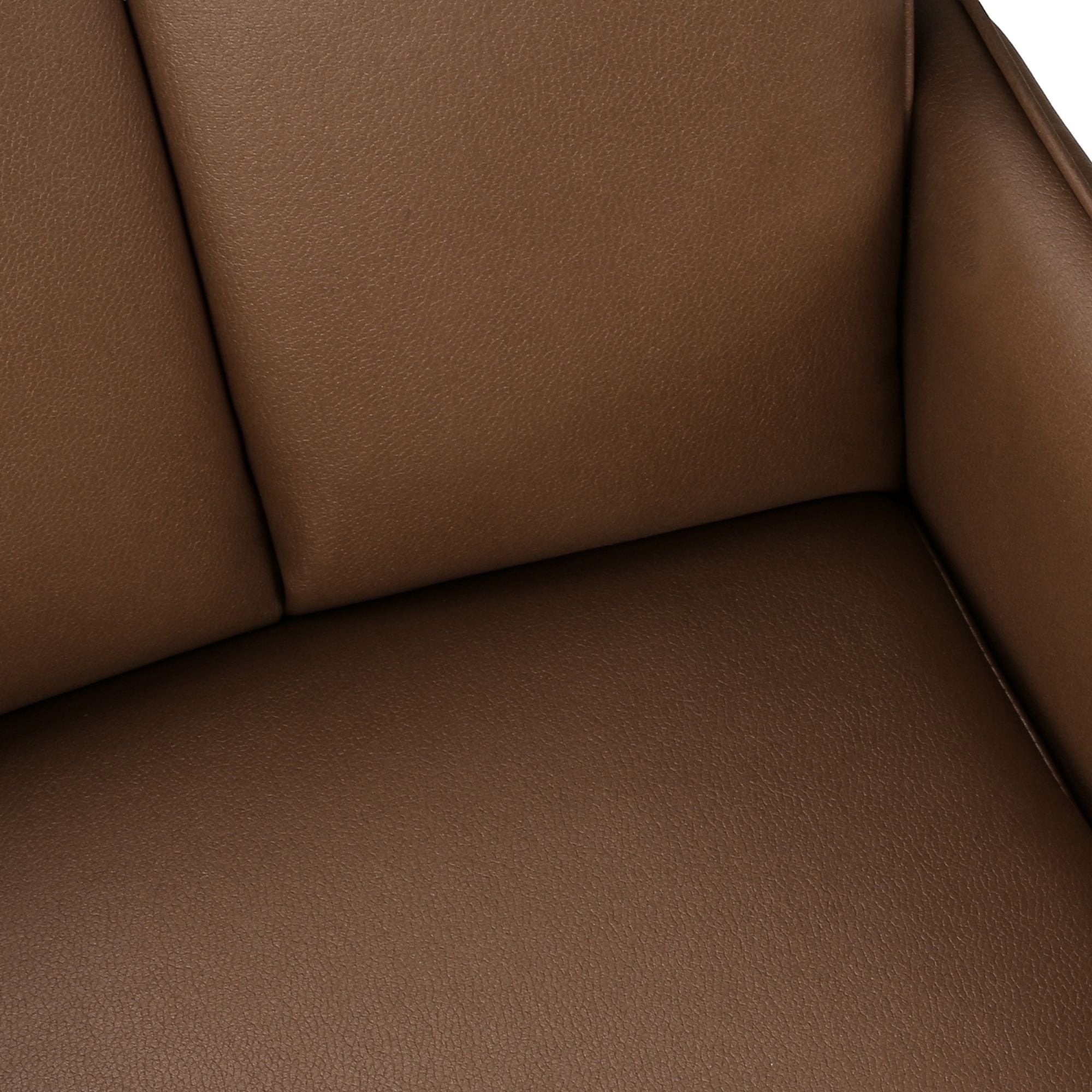 Set of two light brown leather-look dining chairs with black metal legs from Monarch Specialties, showcasing modern, stylish seating.