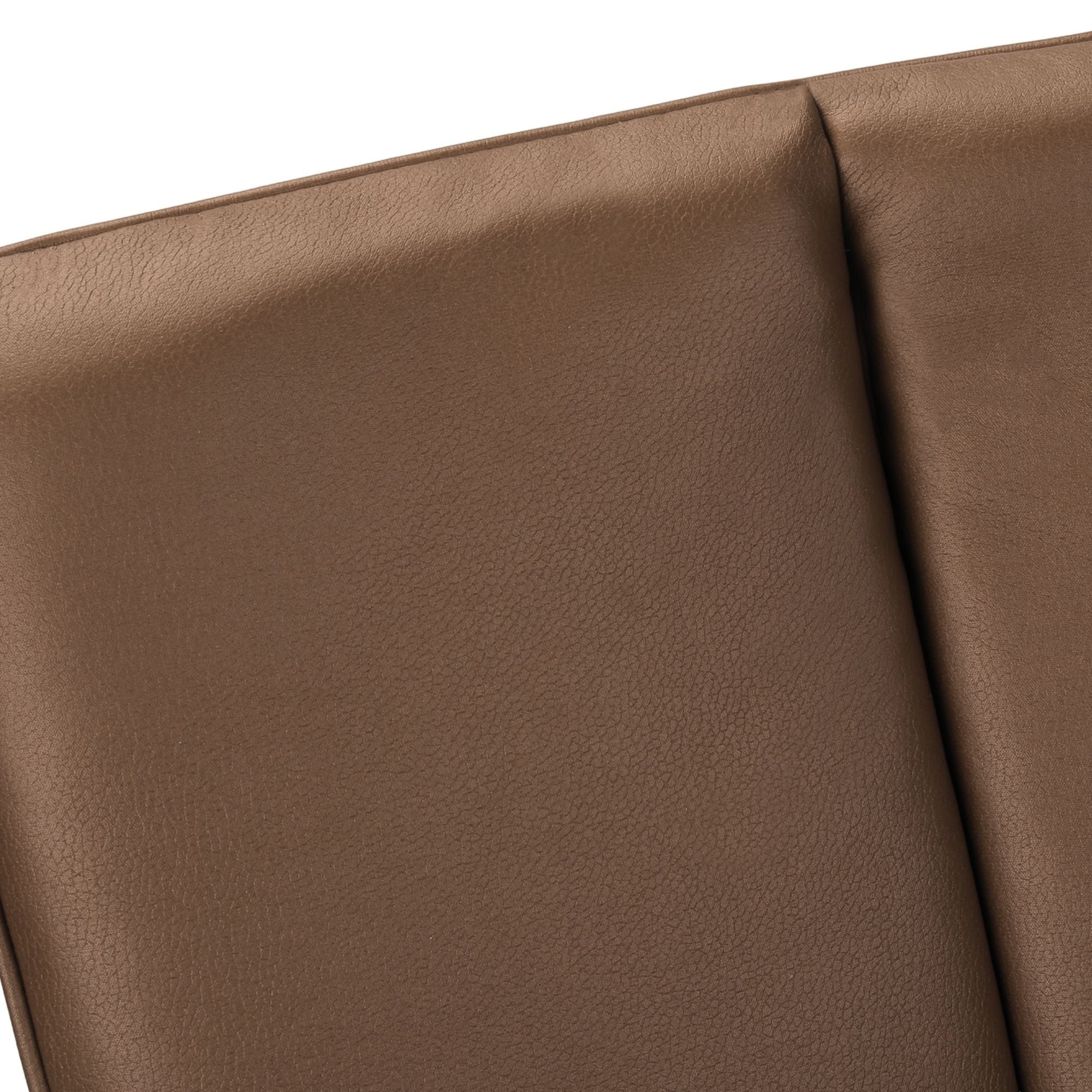 Set of two light brown leather-look dining chairs with black metal legs by Monarch Specialties, showcasing modern, stylish seating.