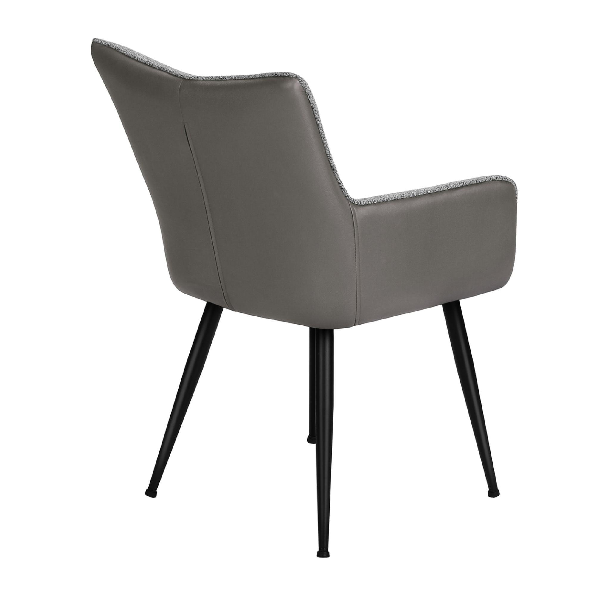 Set of two Monarch Specialties grey and light grey upholstered dining chairs with metal legs, showcasing modern design and comfort.