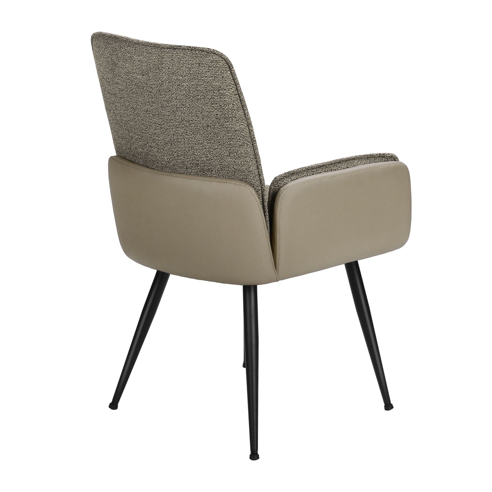 Set of two Monarch Specialties taupe and brown upholstered dining chairs with metal legs, showcasing modern design and comfortable seating.