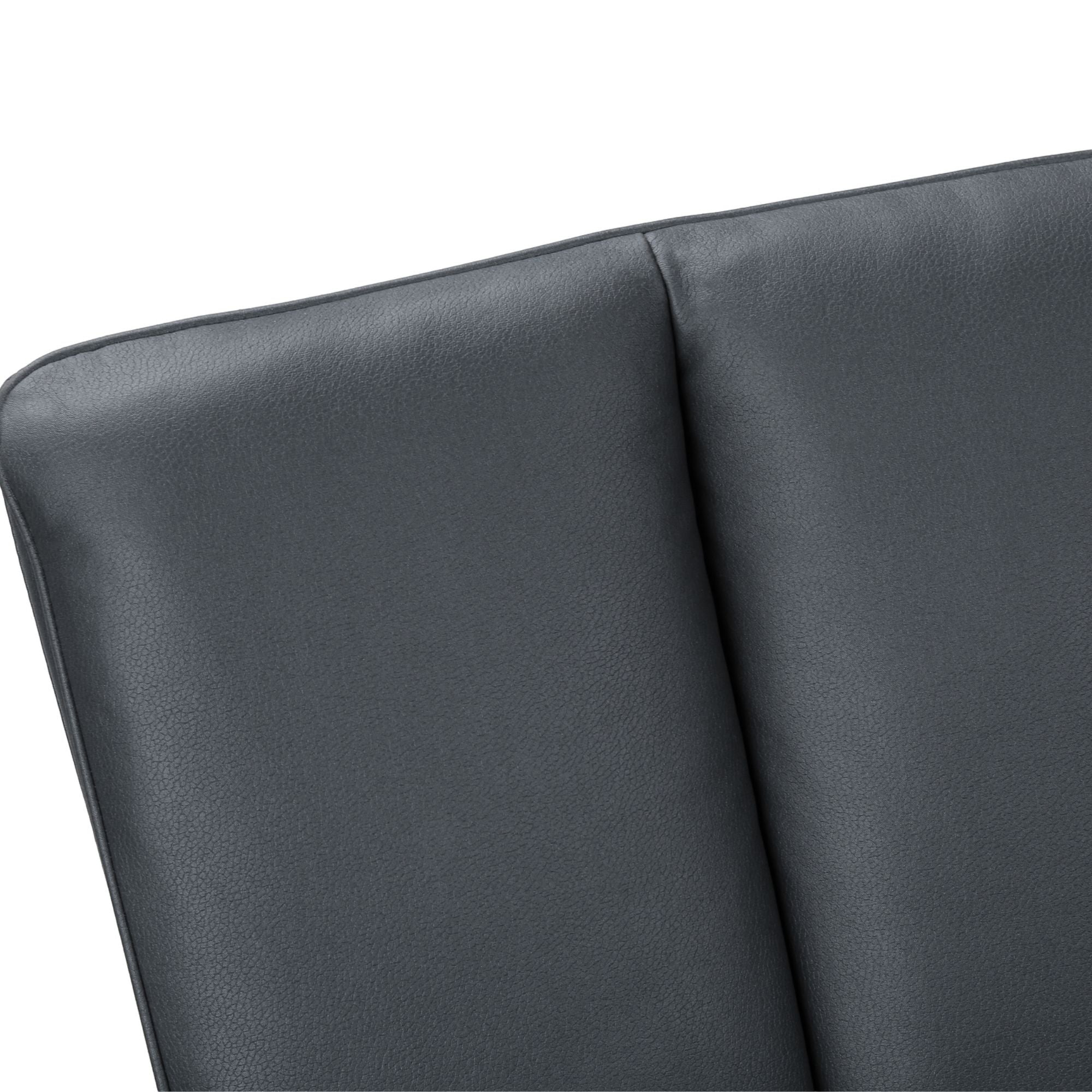 Set of two blue leather-look dining chairs with black metal legs by Monarch Specialties, showcasing modern seating design.
