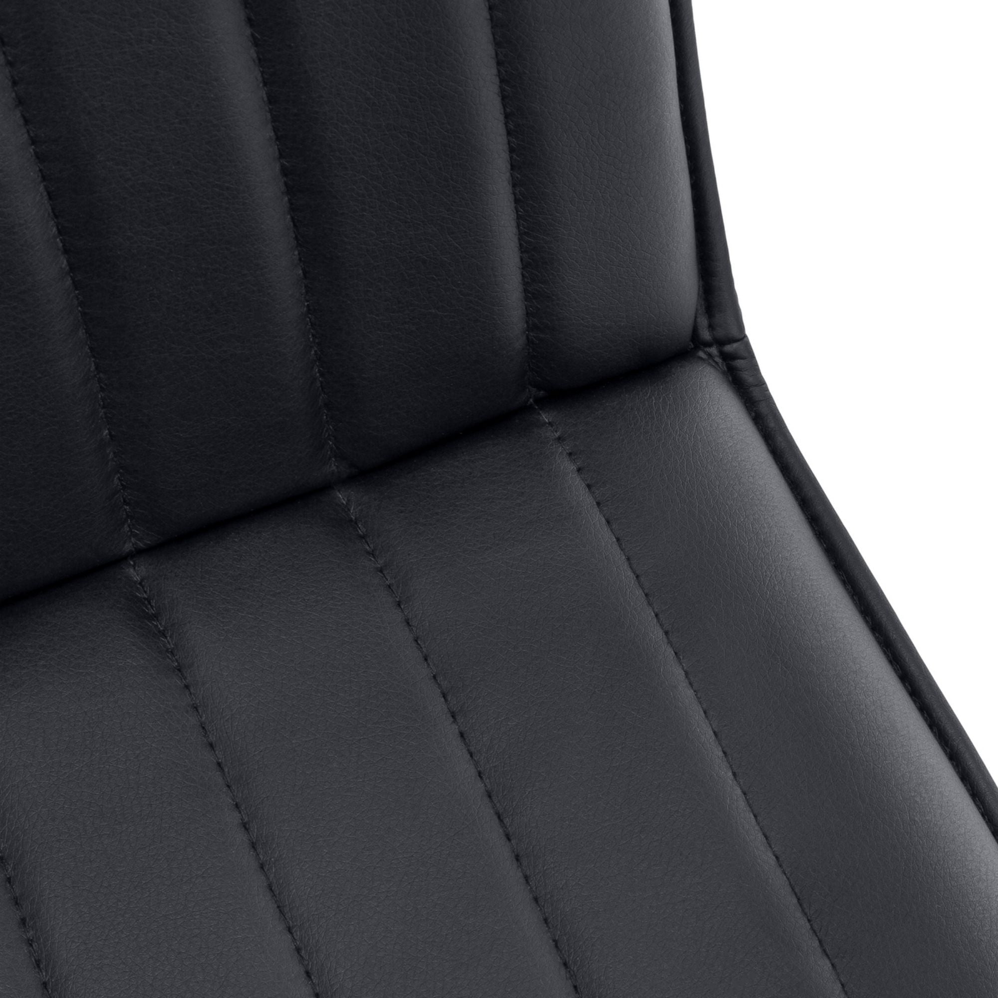 Pair of black leather-look dining chairs with chrome starburst bases from Monarch Specialties, showcasing modern seating with sleek design.