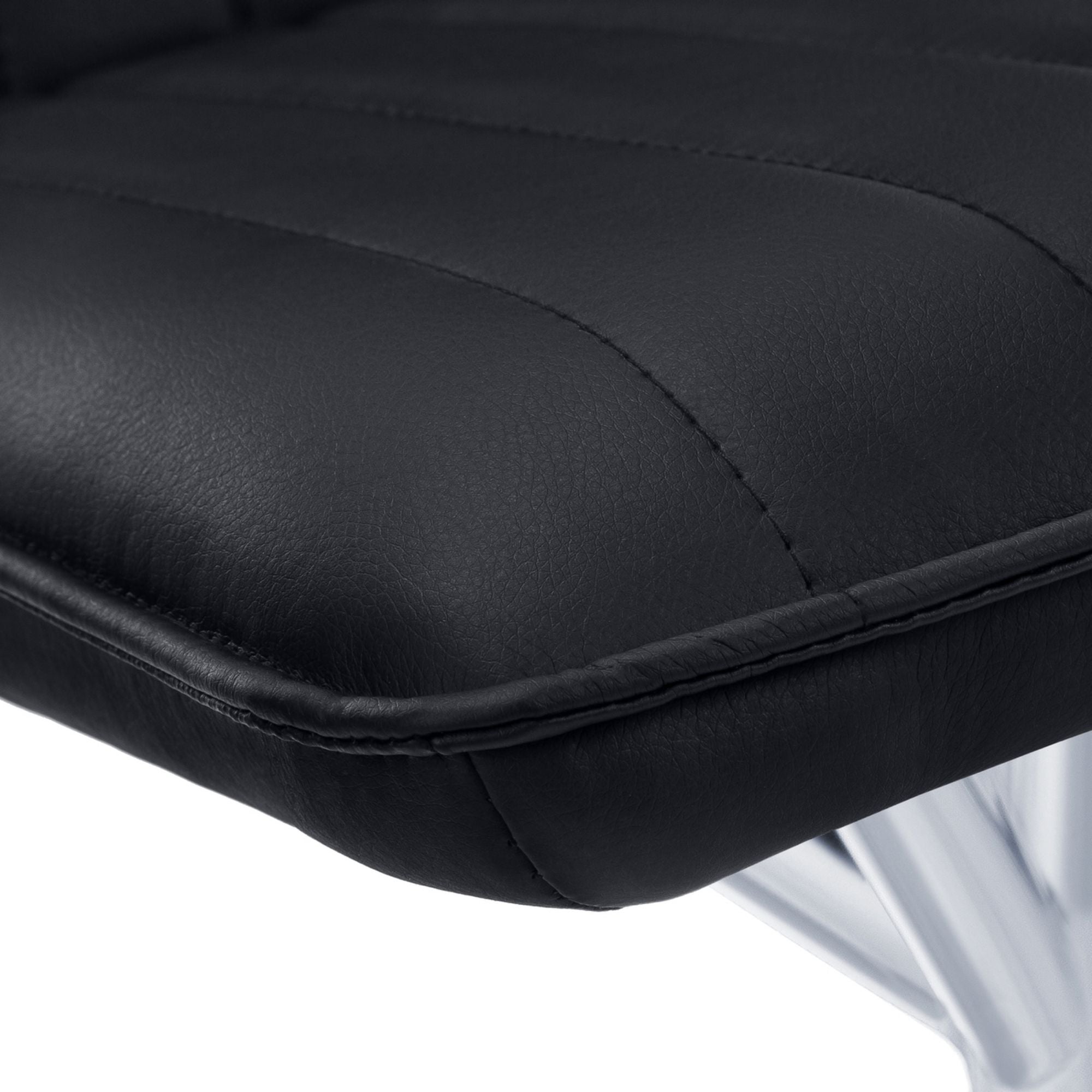 Pair of black leather-look dining chairs with chrome starburst bases from Monarch Specialties set of two.