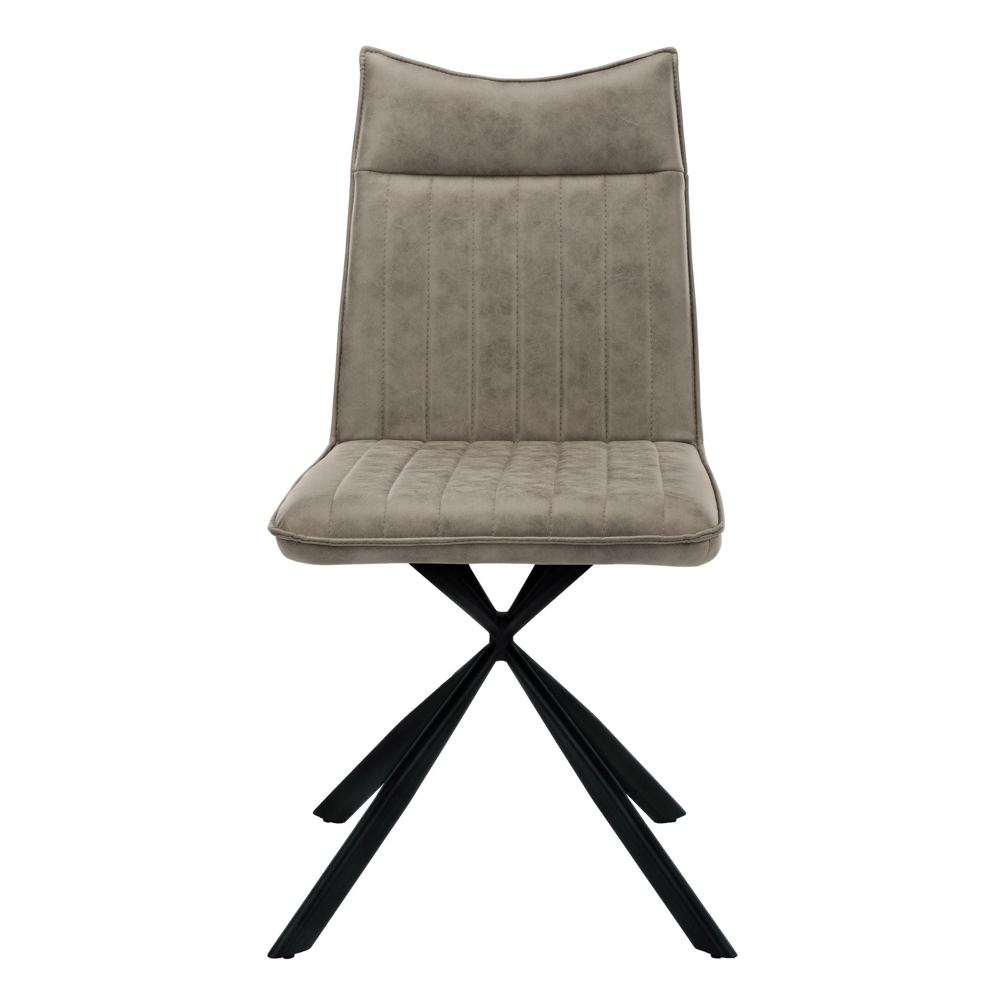 Set of two taupe fabric dining chairs with starburst metal bases by Monarch Specialties, showcasing elegant seating with modern design